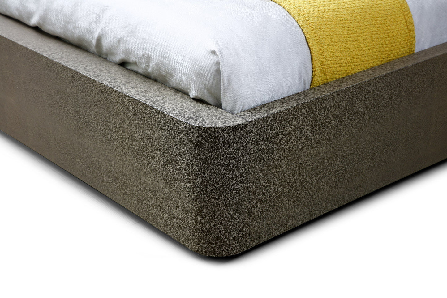Modrest Lois Modern Grey Leather Beige Shagreen Bed A Luxurious Fusion of Contemporary Design and Sophisticated Elegance for Stylish Living Spaces