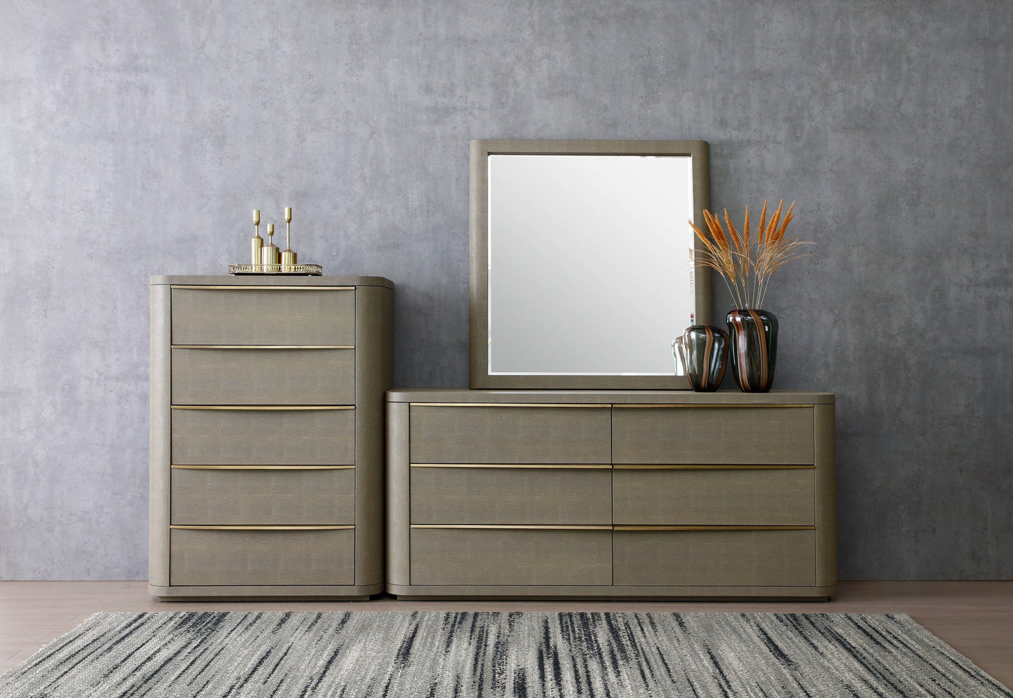 Modrest Lois Mirror β Modern Beige Shagreen Frame