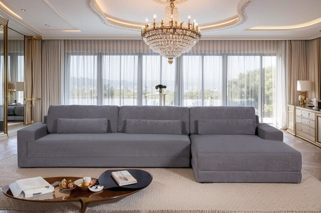 Divani Casa Loki Modern Grey Fabric Right Facing Sectional Sofa - Stylish & Comfortable Living Room Furniture