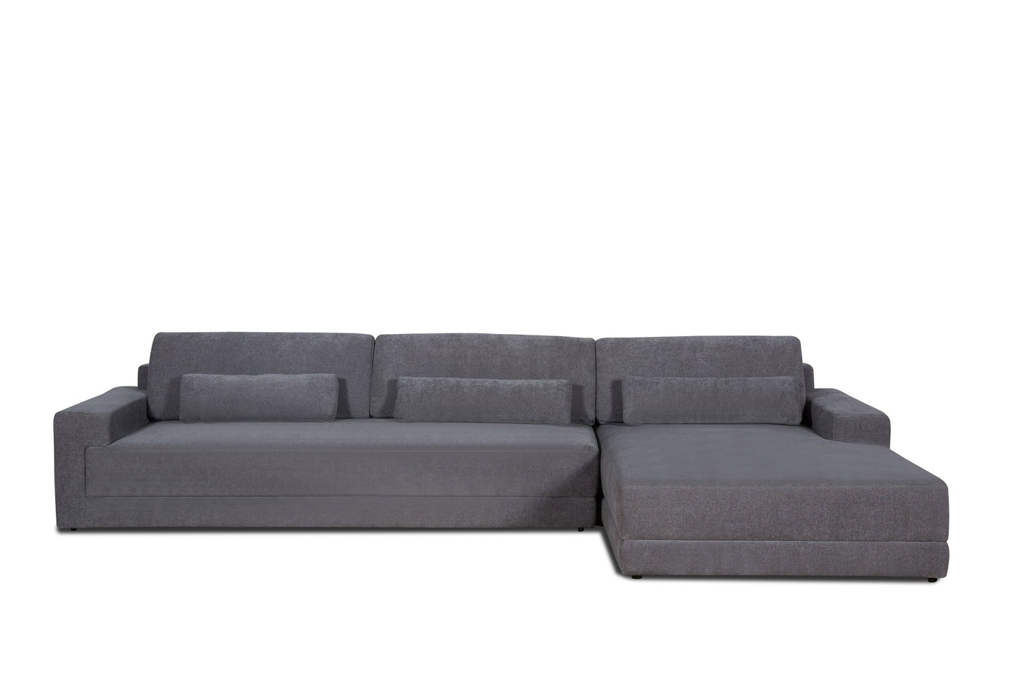 Divani Casa Loki Modern Grey Fabric Right Facing Sectional Sofa - Stylish & Comfortable Living Room Furniture