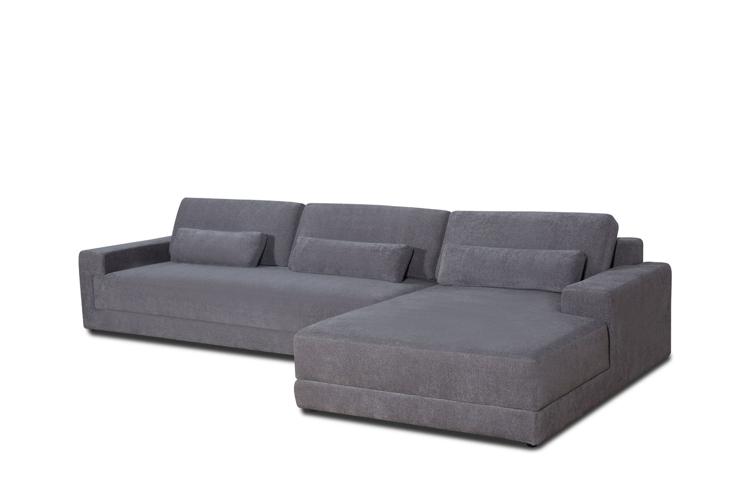 Divani Casa Loki Modern Grey Fabric Right Facing Sectional Sofa - Stylish & Comfortable Living Room Furniture