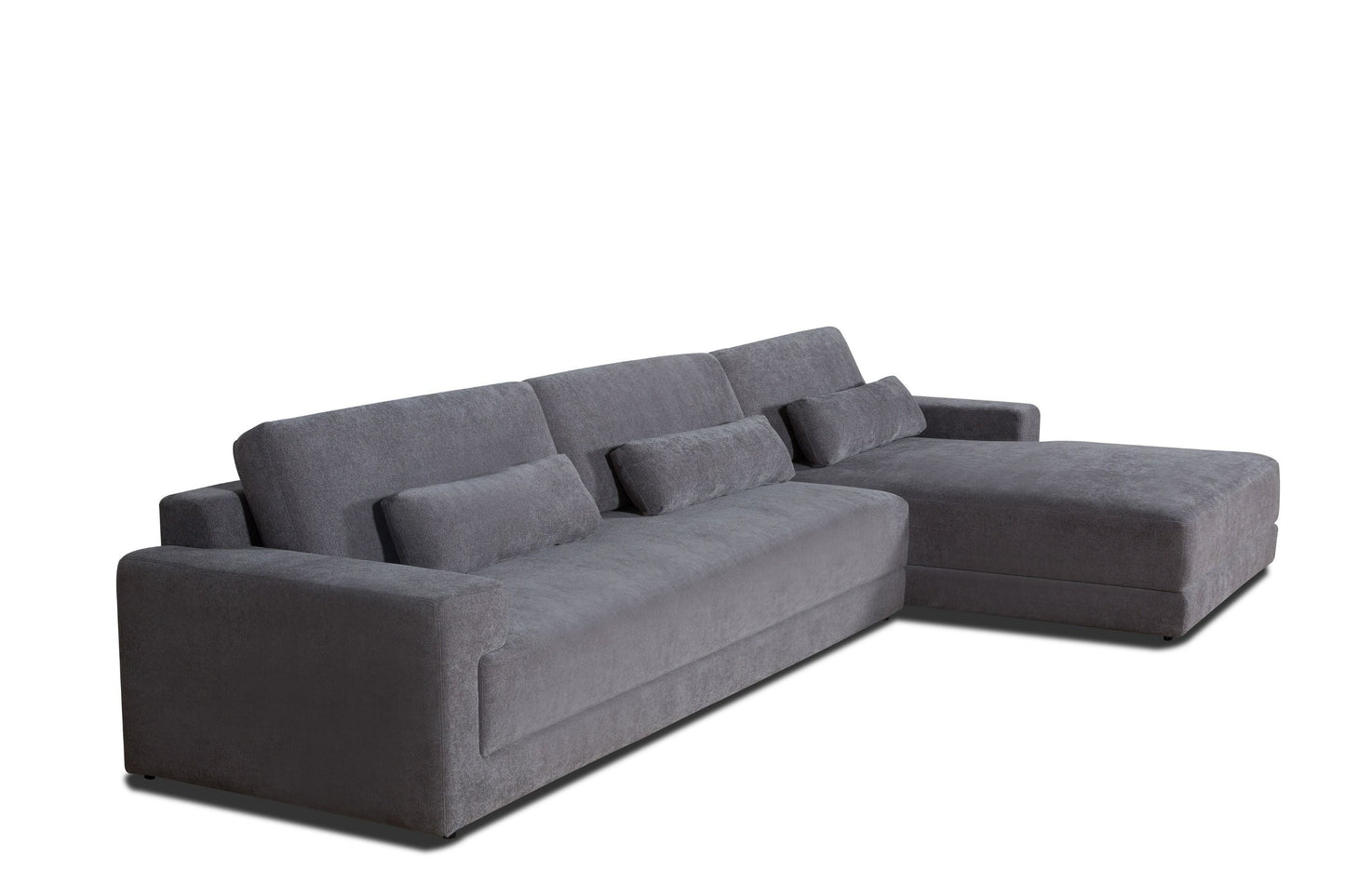 Divani Casa Loki Modern Grey Fabric Right Facing Sectional Sofa - Stylish & Comfortable Living Room Furniture