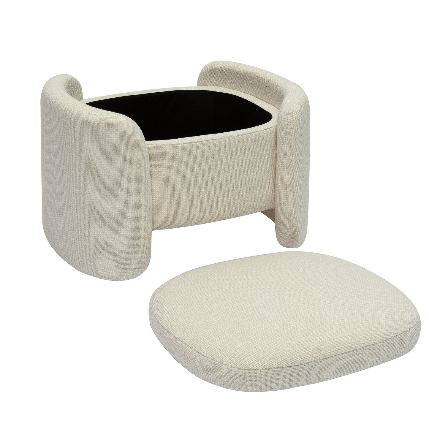 Modrest Erin Modern Cream Fabric Storage Ottoman A Versatile Blend of Functional Storage and Contemporary Elegance for Sophisticated Living Spaces