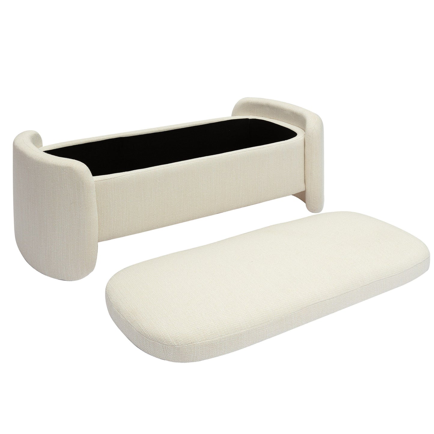 Modrest Erin Modern Cream Fabric Storage Ottoman Bench A Versatile Blend of Functional Storage and Contemporary Elegance for Sophisticated Living Spaces