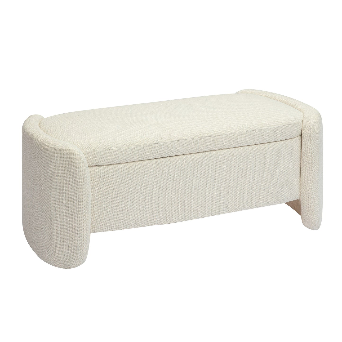 Modrest Erin Modern Cream Fabric Storage Ottoman Bench A Versatile Blend of Functional Storage and Contemporary Elegance for Sophisticated Living Spaces