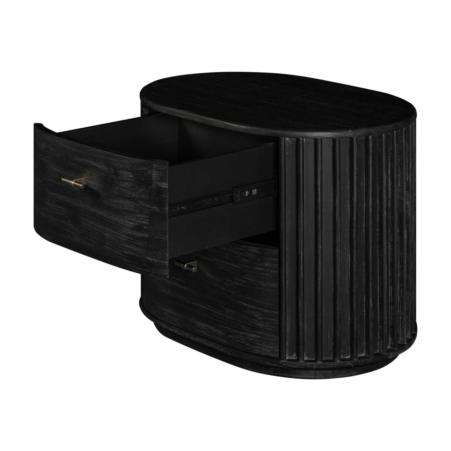 Modrest Fields Modern Black Acacia Nightstand - Sleek and Functional Bedroom Storage Piece