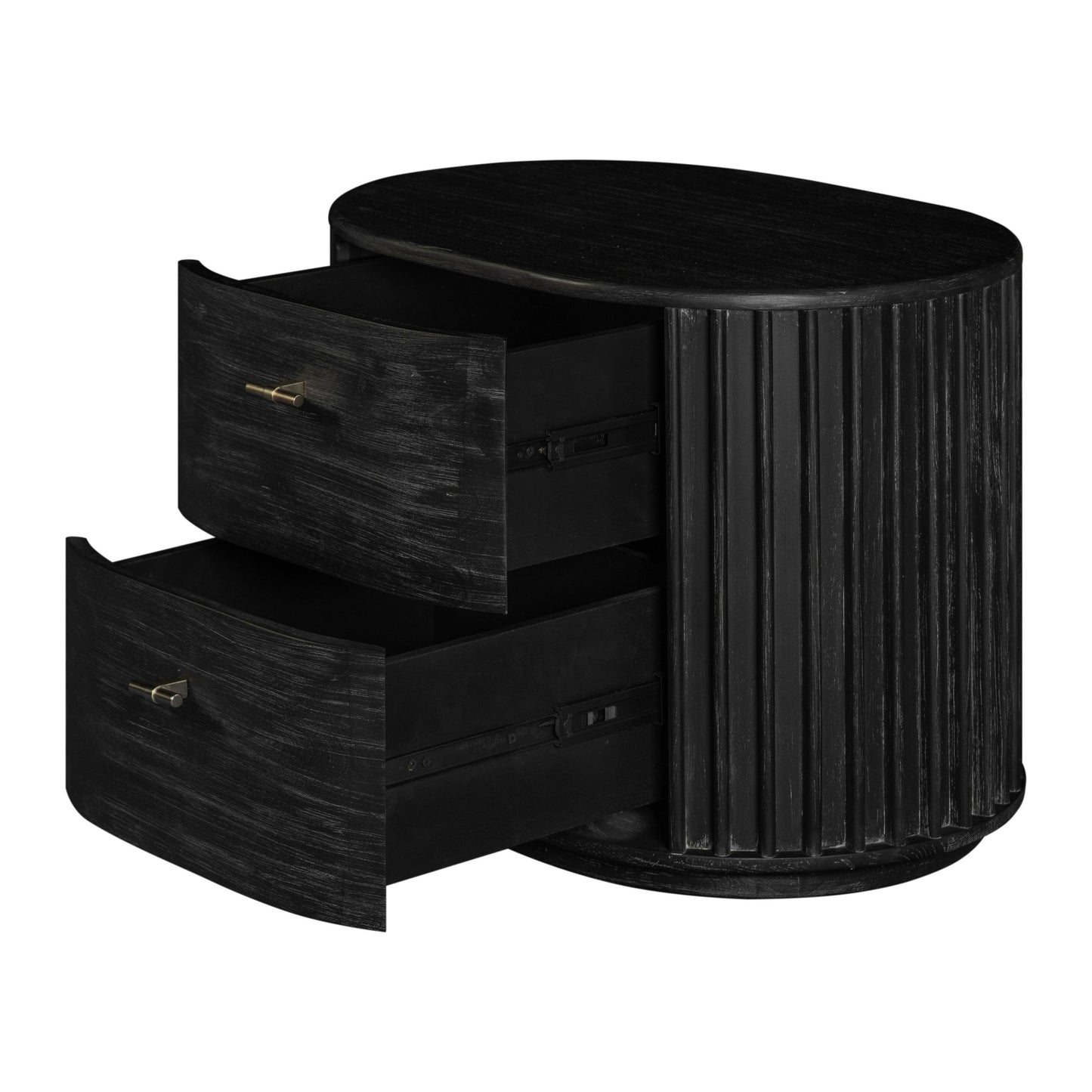 Modrest Fields Modern Black Acacia Nightstand - Sleek and Functional Bedroom Storage Piece