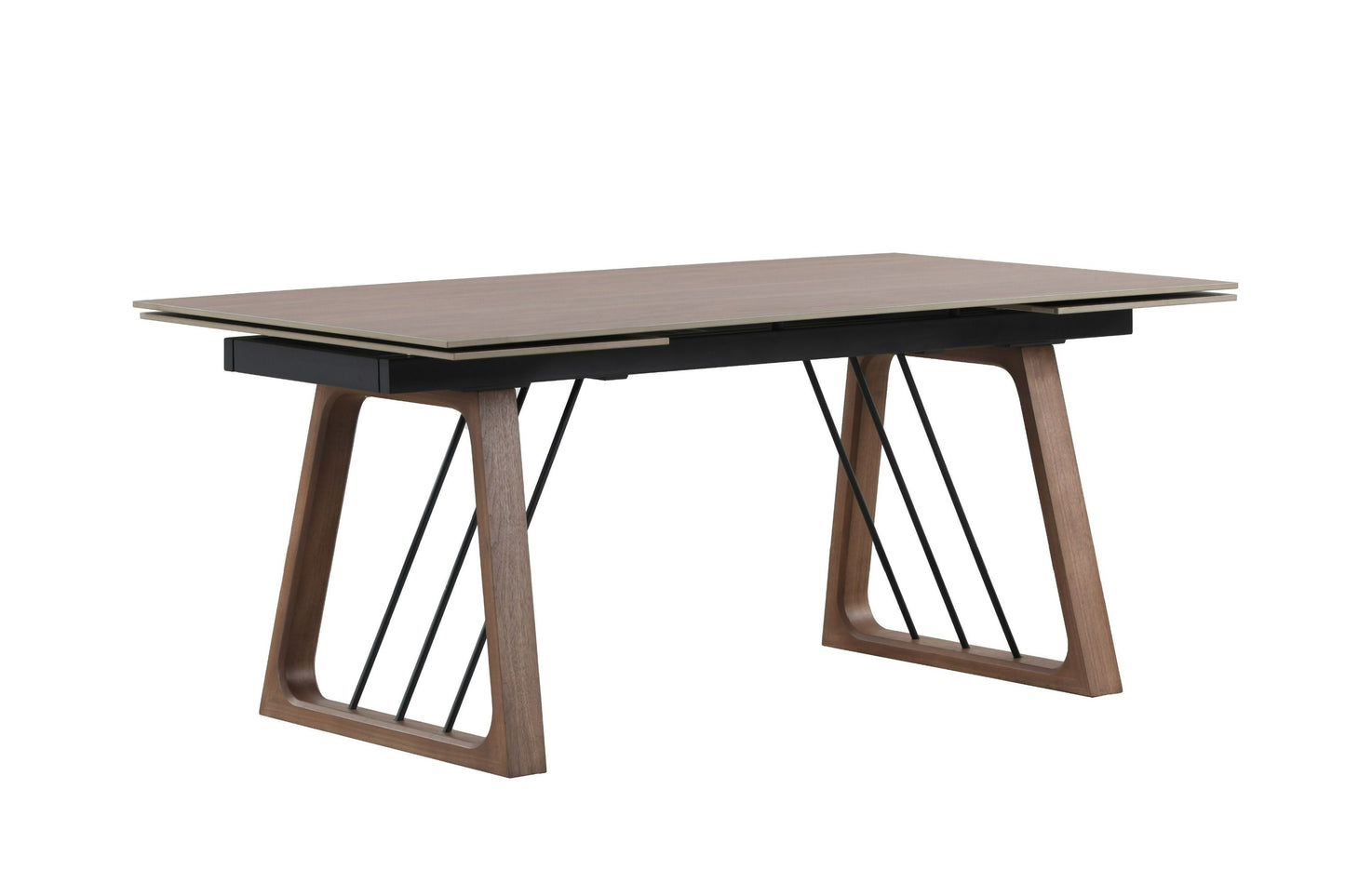 Modrest Emmond Mid-Century Modern Ceramic Walnut Extendable Dining Table Timeless Design with Modern Functionality