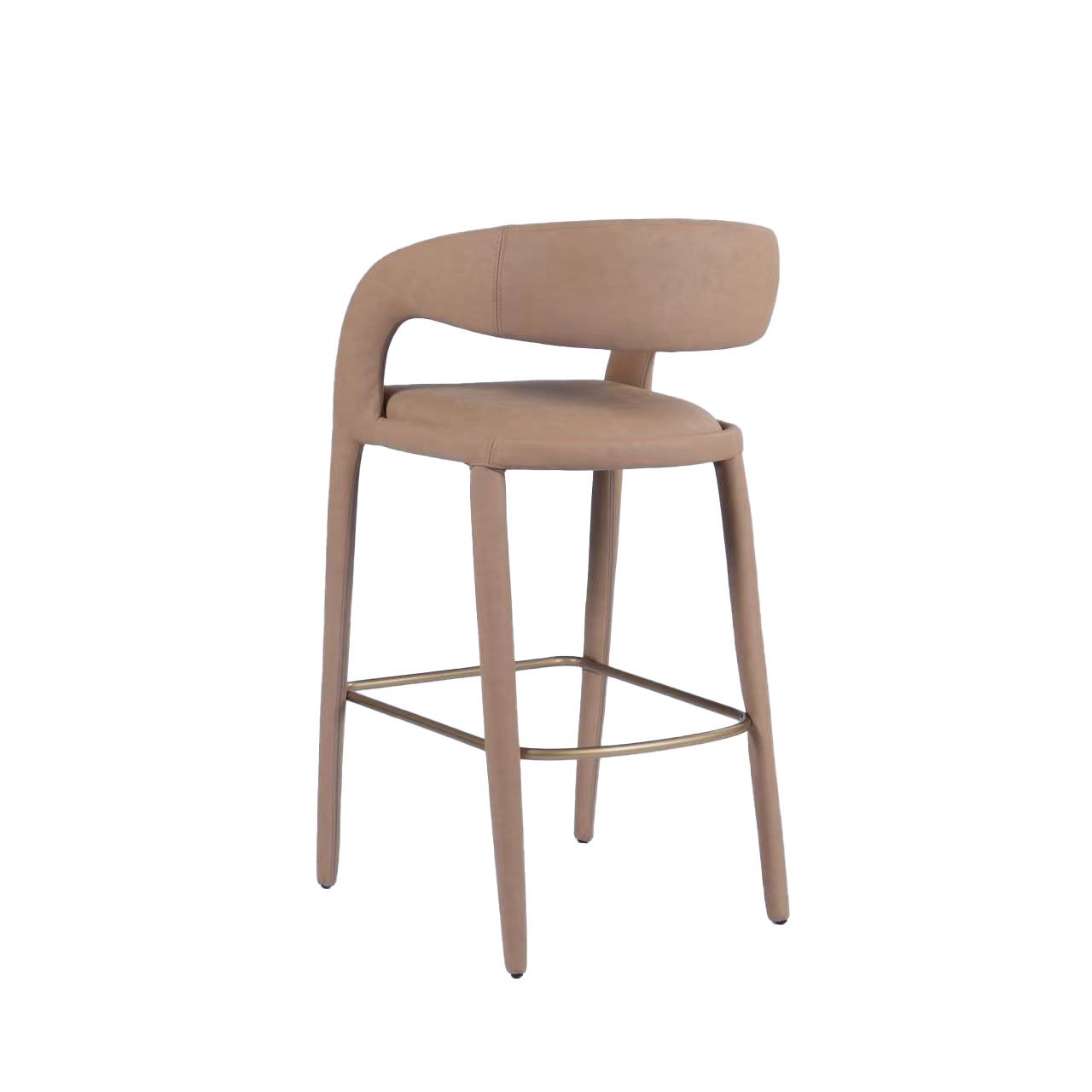 Modrest Faerron Modern Tan Leatherette Bar Chair A Sleek Fusion of Minimalist Elegance and Contemporary Craftsmanship for Sophisticated Living Spaces