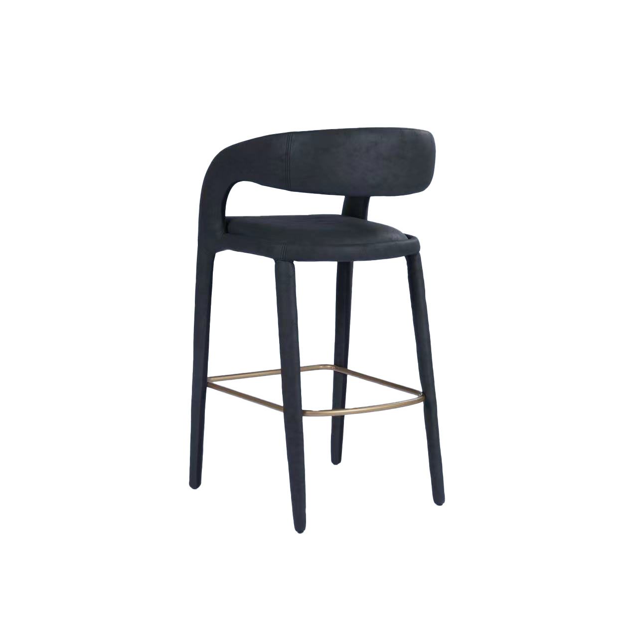 Modrest Faerron Modern Black Leatherette Bar Chair A Sleek Fusion of Minimalist Elegance and Contemporary Craftsmanship for Sophisticated Living Spaces