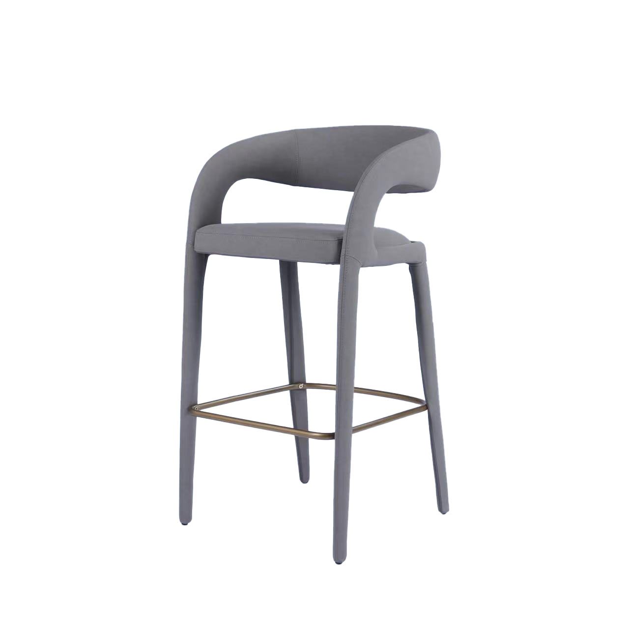 Modrest Faerron Modern Grey Leatherette Bar Chair A Sleek Fusion of Minimalist Elegance and Contemporary Craftsmanship for Sophisticated Living Spaces