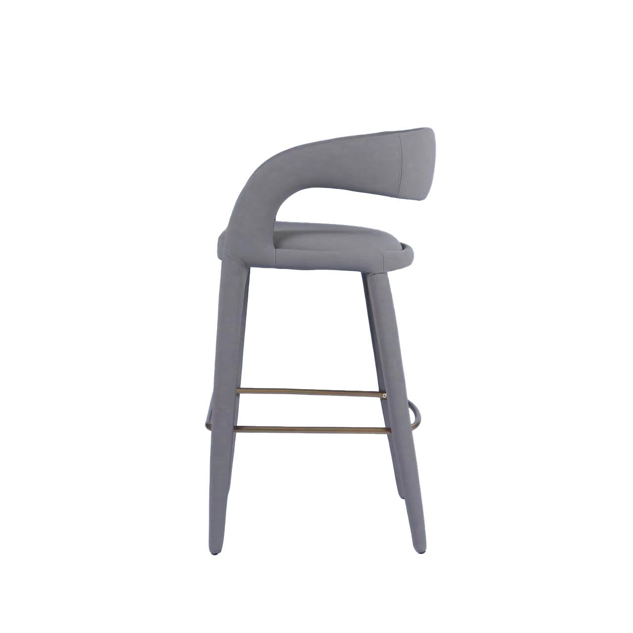 Modrest Faerron Modern Grey Leatherette Bar Chair A Sleek Fusion of Minimalist Elegance and Contemporary Craftsmanship for Sophisticated Living Spaces