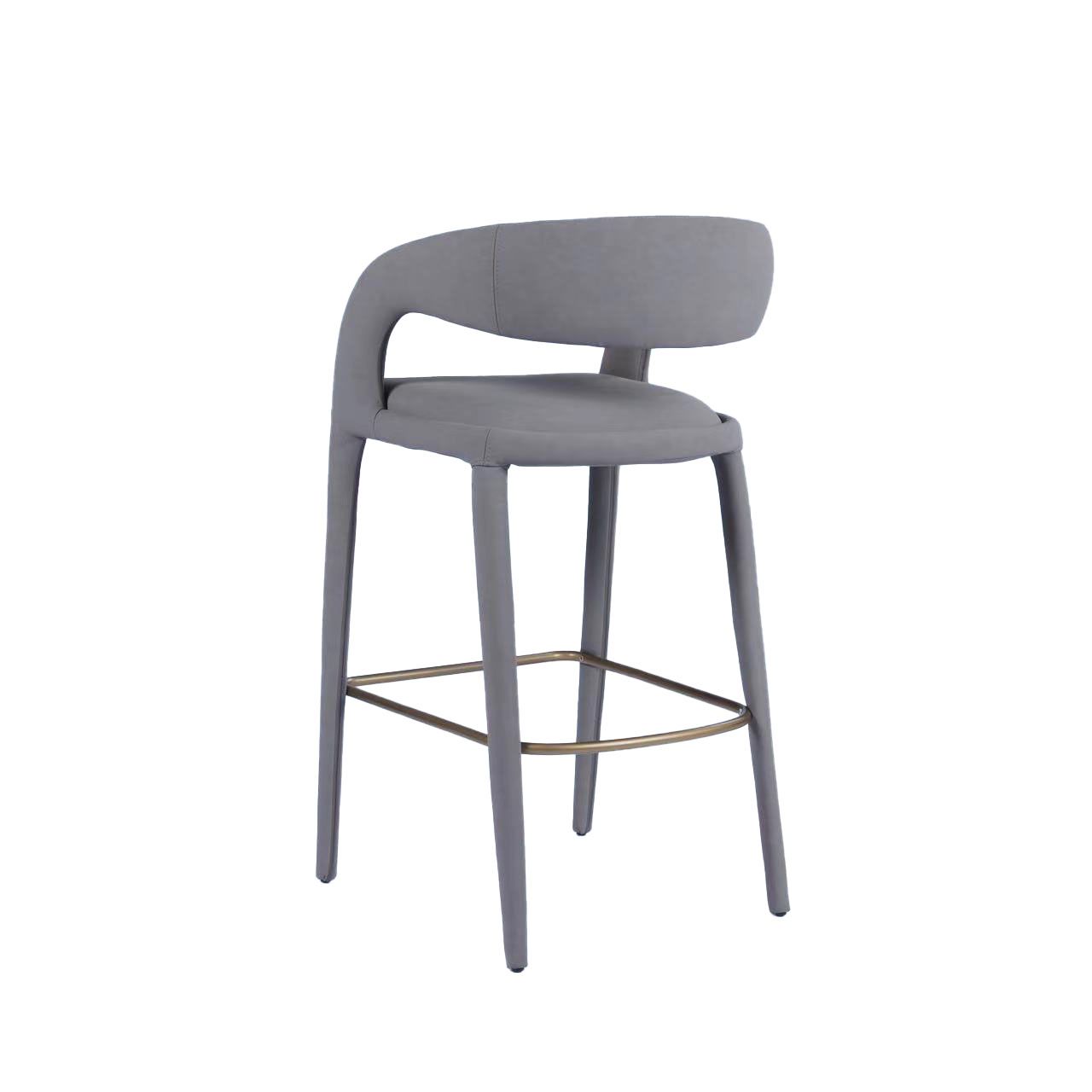 Modrest Faerron Modern Grey Leatherette Bar Chair A Sleek Fusion of Minimalist Elegance and Contemporary Craftsmanship for Sophisticated Living Spaces