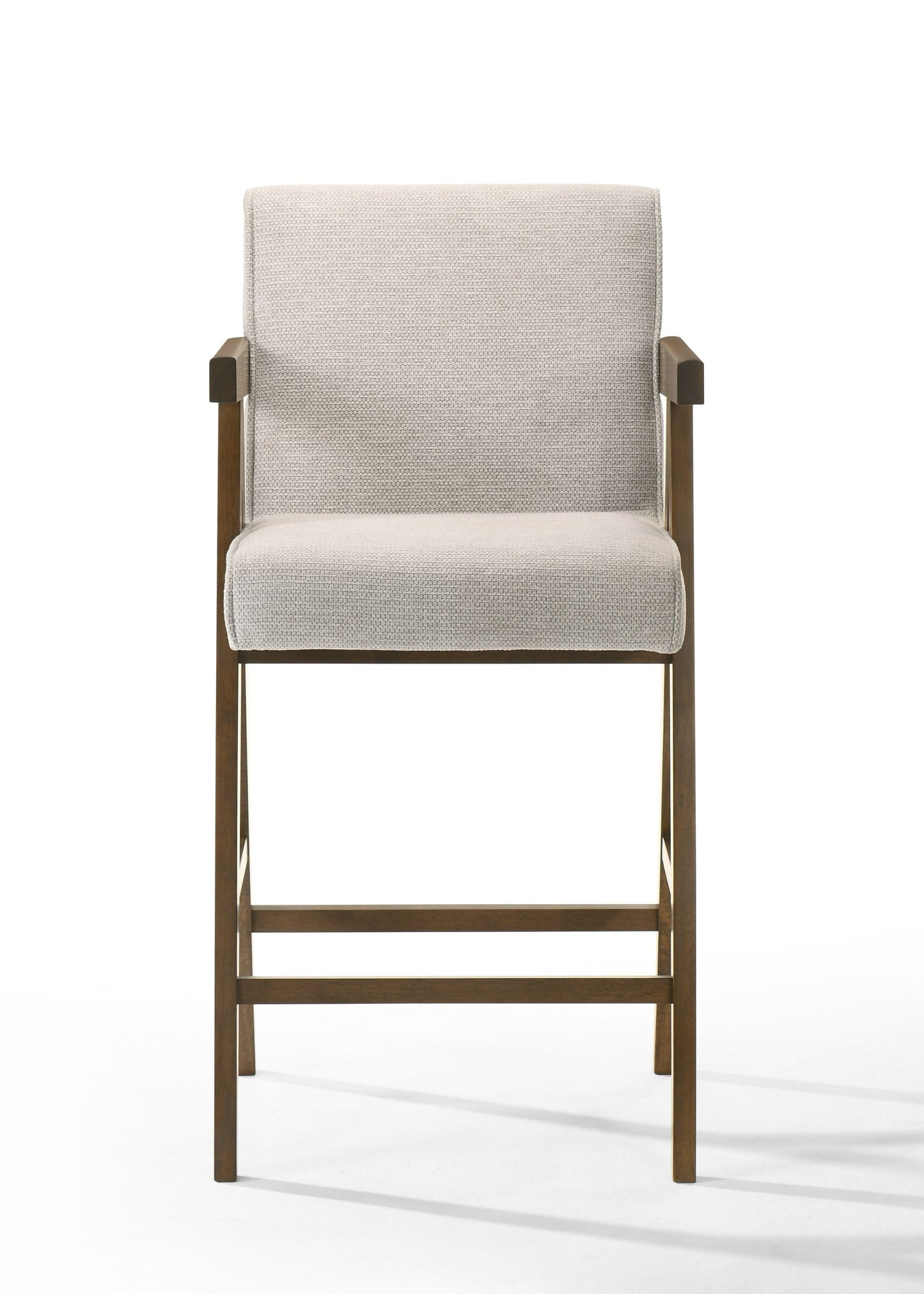 Modrest Joseline Modern Beige Fabric Walnut Bar Chair (Set of 2) A Timeless Blend of Elegant Design and Contemporary Comfort for Sophisticated Living Spaces