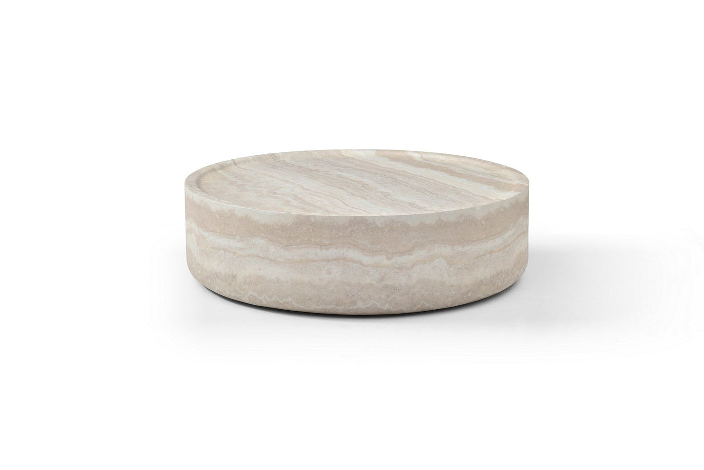 Modrest Benji Modern Faux Travertine Round Coffee Table Set A Sophisticated Blend of Organic Elegance and Contemporary Design for Stylish Living Spaces