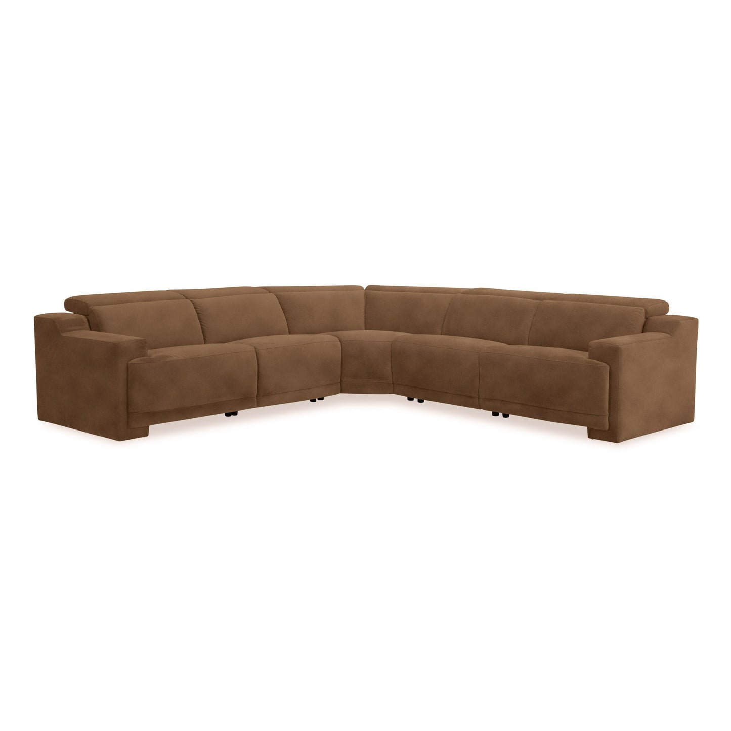 Divani Casa Horton Modern Brown Fabric Sectional with 3 Recliners - Comfortable and Stylish Seating for Relaxed Living Rooms