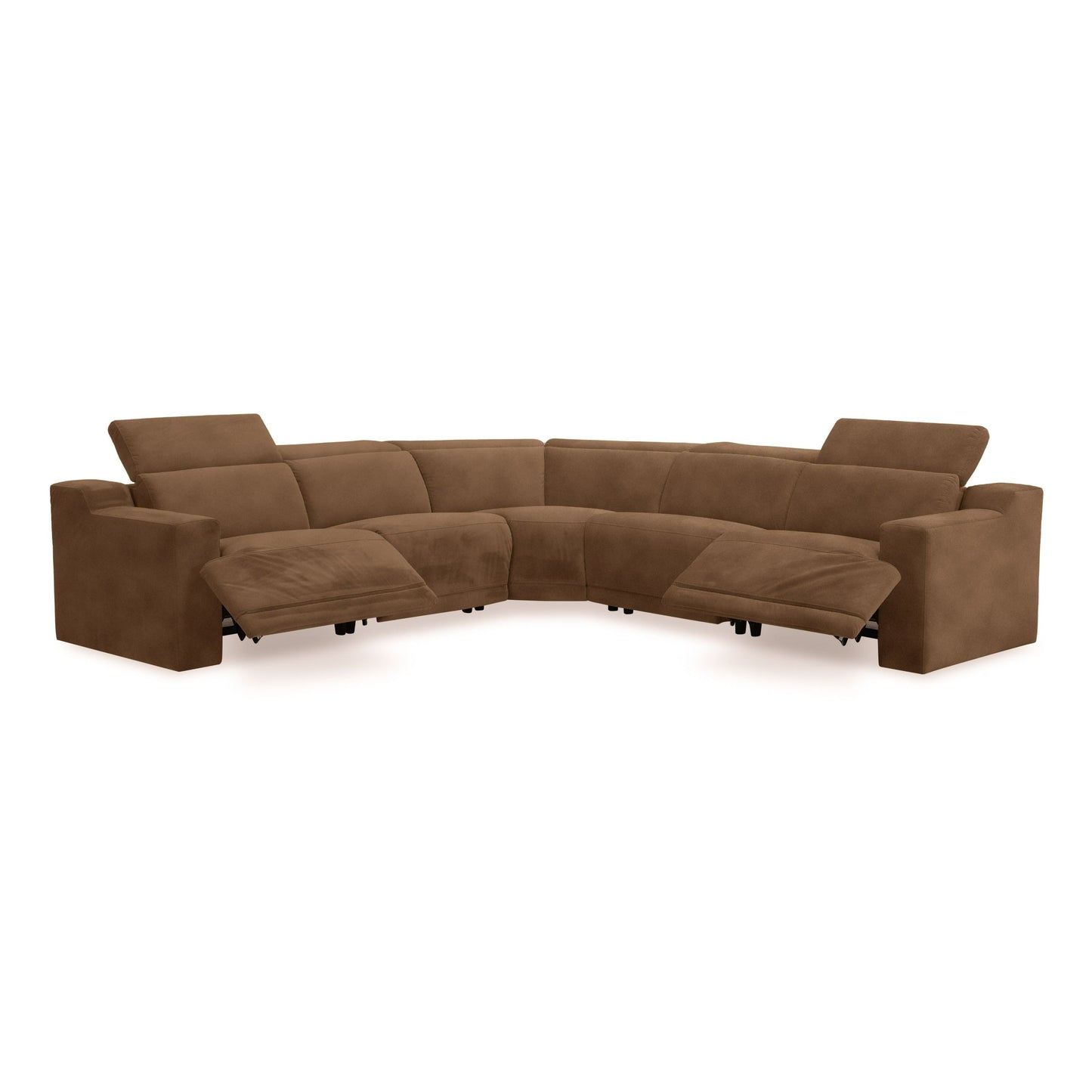 Divani Casa Horton Modern Brown Fabric Sectional with 3 Recliners - Comfortable and Stylish Seating for Relaxed Living Rooms