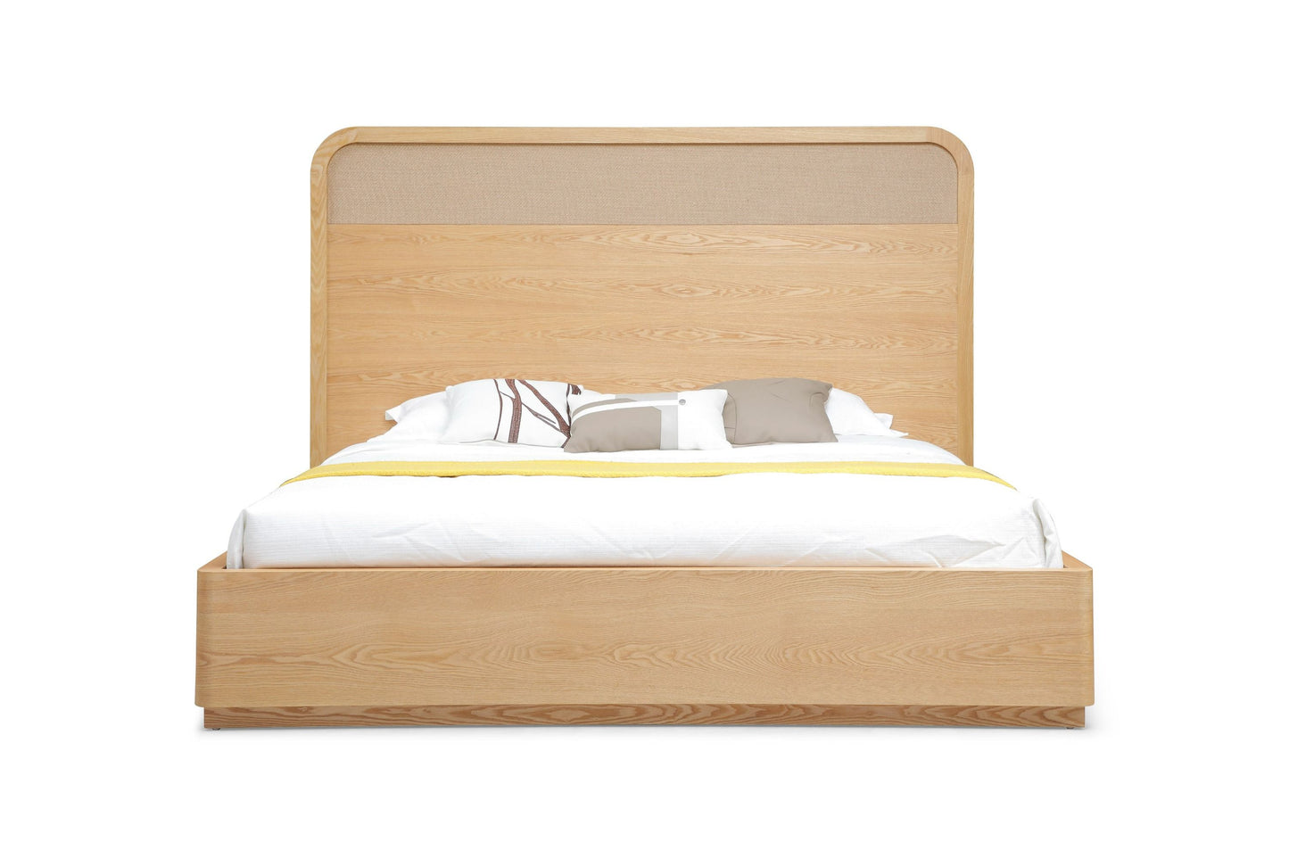 Modrest Gavin Modern Natural Ash Rattan Bed Natural Elegance Meets Contemporary Design for a Serene and Stylish Bedroom Retreat