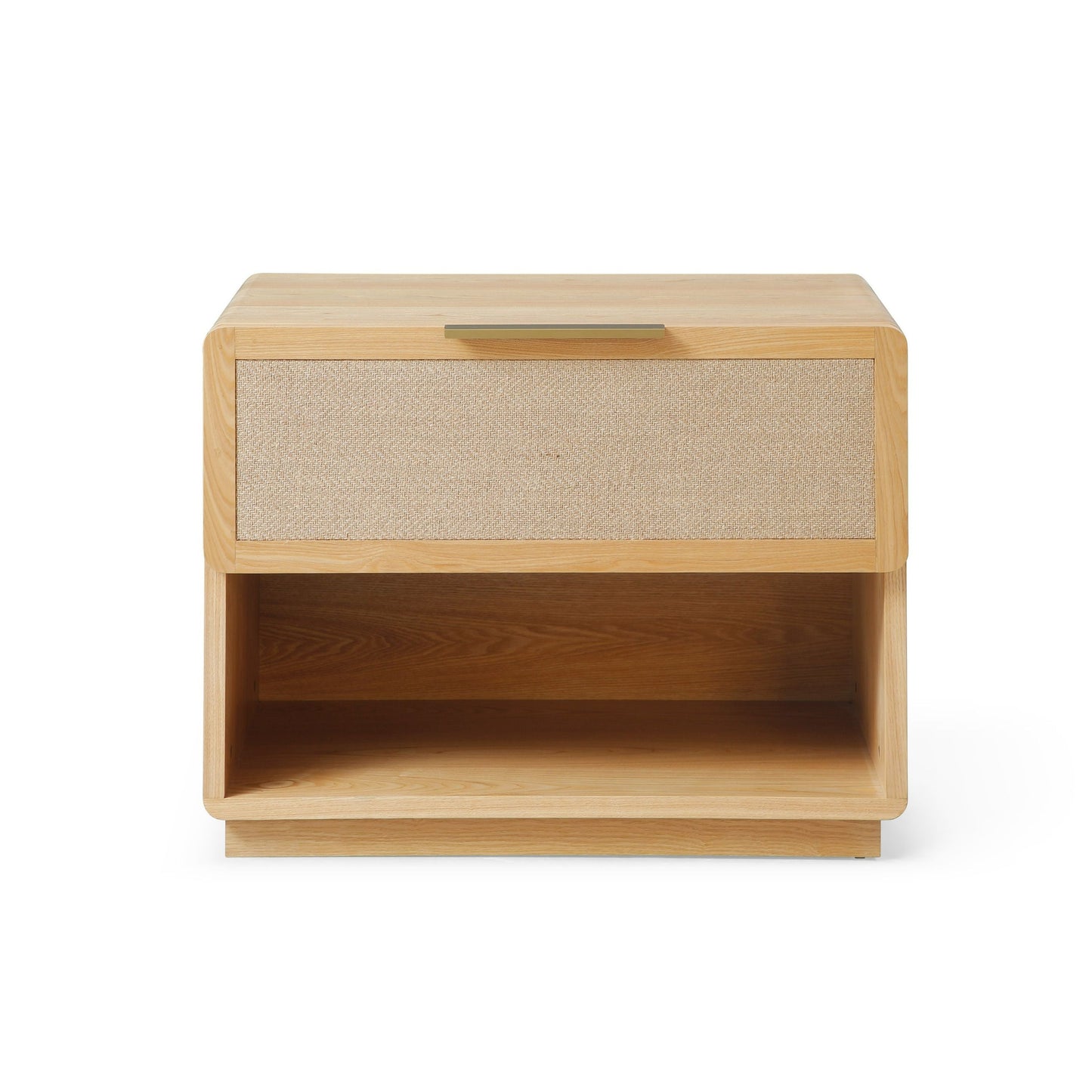 Modrest Gavin Modern Natural Ash Rattan Nightstand Natural Elegance Meets Contemporary Functionality for Versatile Bedroom Spaces