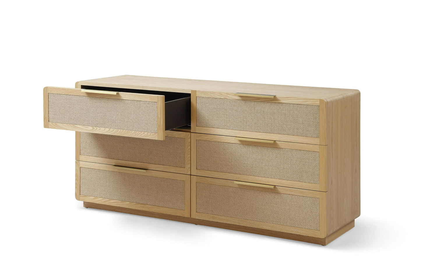Modrest Gavin Modern Natural Ash Rattan Dresser Sophisticated Blend of Natural Elegance and Contemporary Design for Versatile Storage Solutions