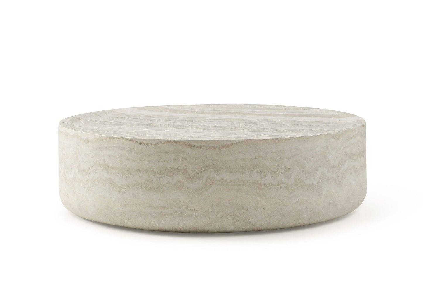 Modrest Cozad Modern Faux Travertine Round Coffee Table A Sculptural Blend of Organic Elegance and Contemporary Sophistication for Stylish Living Spaces