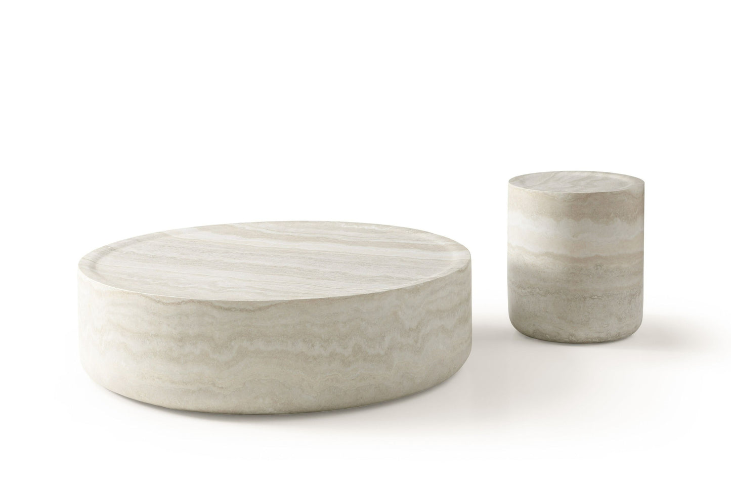Modrest Cozad Modern Faux Travertine Round Coffee Table A Sculptural Blend of Organic Elegance and Contemporary Sophistication for Stylish Living Spaces