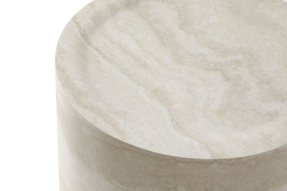 Cozad Faux Travertine Round End Table