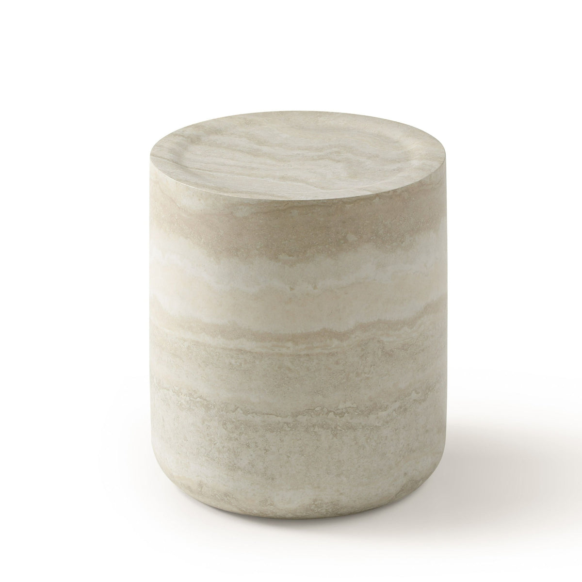Cozad Faux Travertine Round End Table