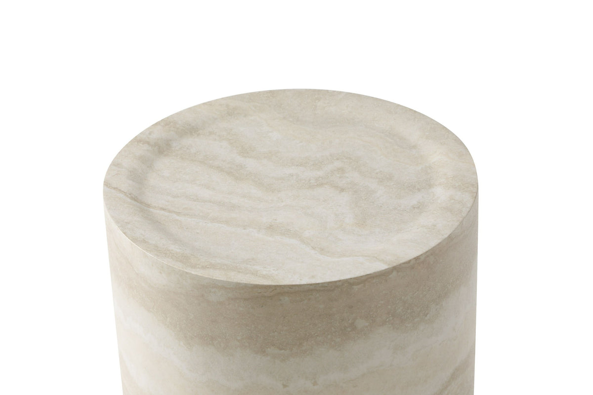 Cozad Faux Travertine Round End Table
