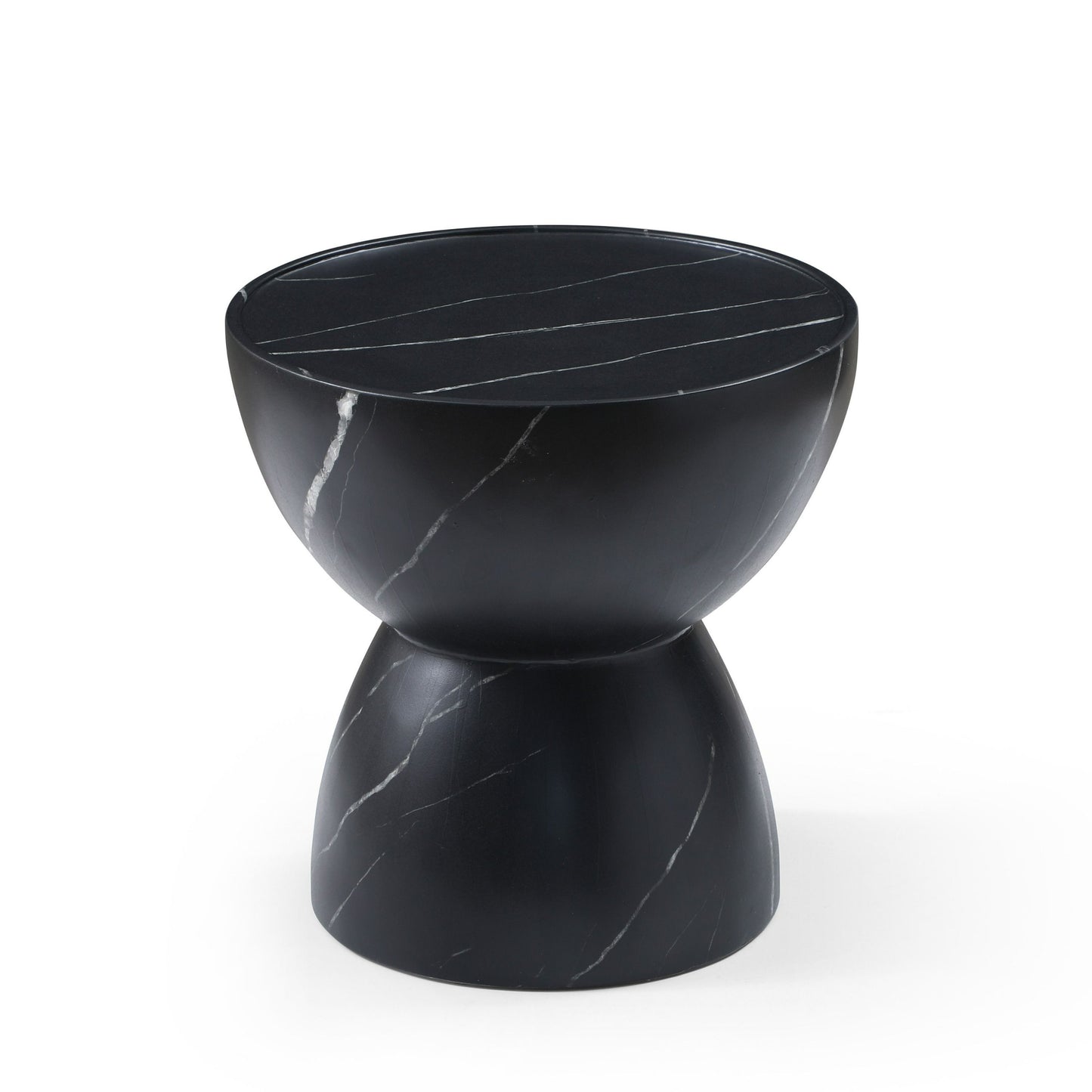 Modrest Akron Modern Black & White Faux Marble Round End Table A Striking Balance of Elegance and Modern Design for Sophisticated Living Spaces