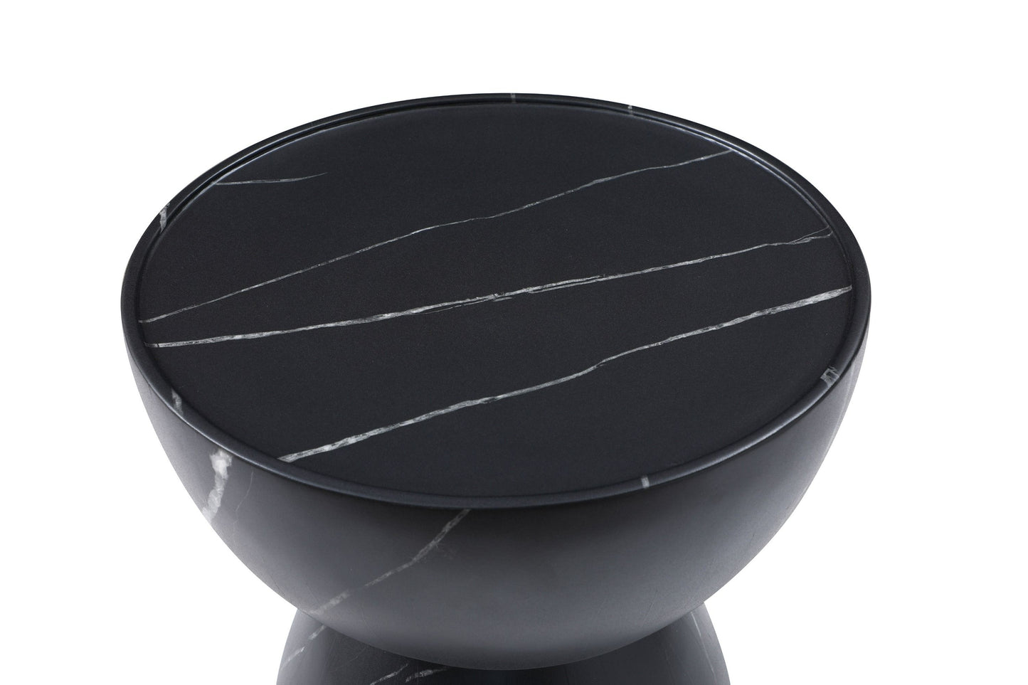 Modrest Akron Modern Black & White Faux Marble Round End Table A Striking Balance of Elegance and Modern Design for Sophisticated Living Spaces