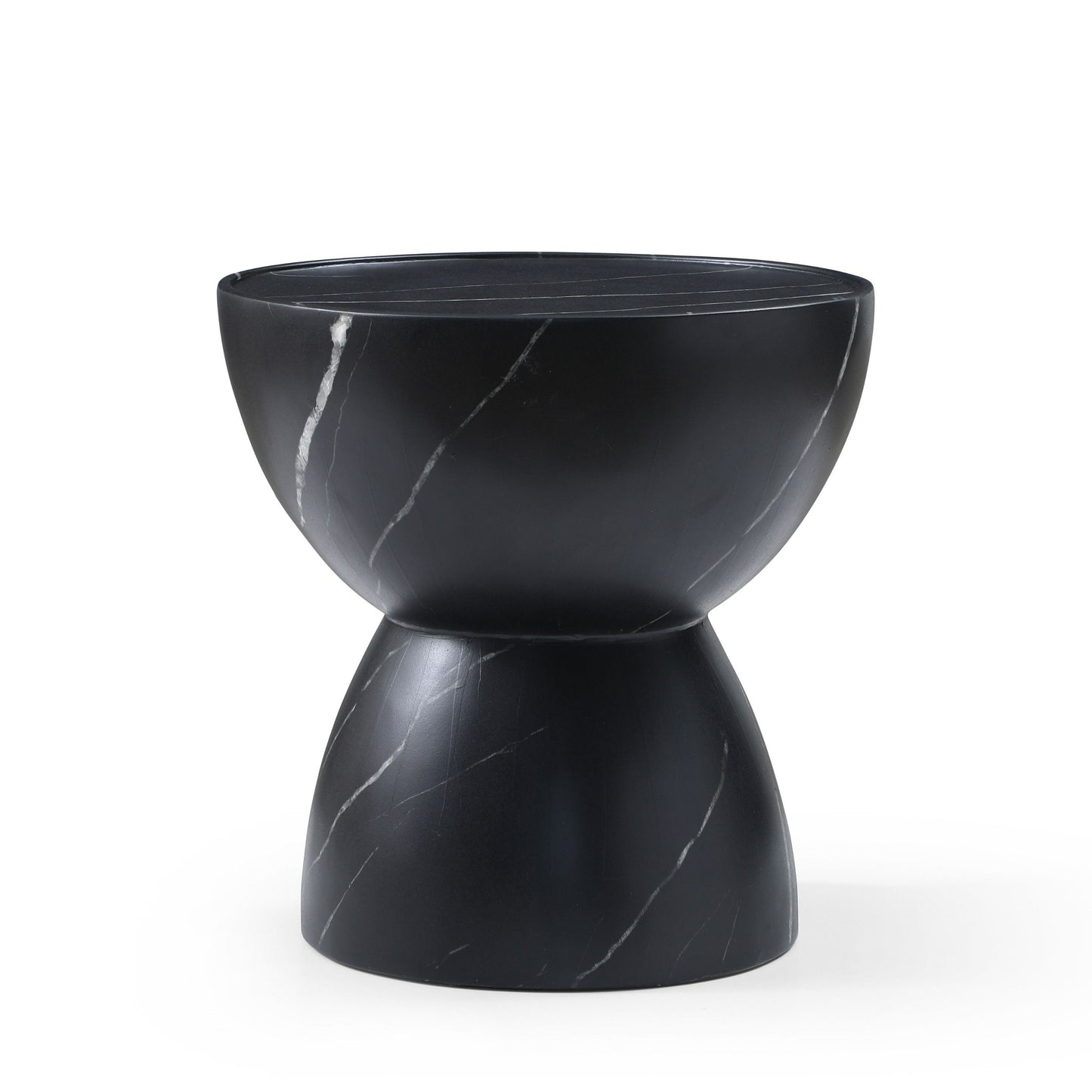 Modrest Akron Modern Black & White Faux Marble Round End Table A Striking Balance of Elegance and Modern Design for Sophisticated Living Spaces