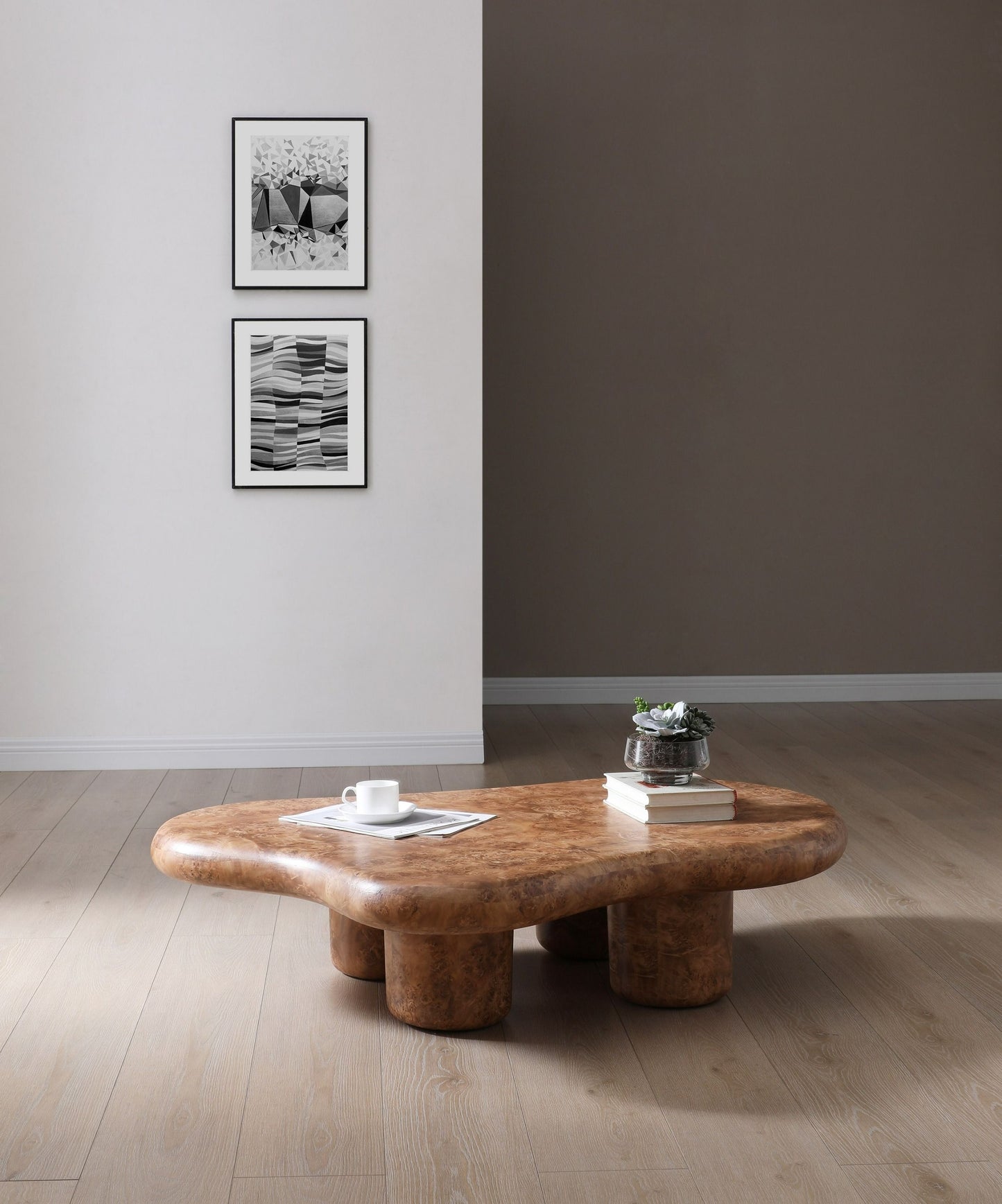 Modrest Weskan Modern Faux Burl Coffee Table A Captivating Fusion of Organic Elegance and Contemporary Design for Sophisticated Living Spaces