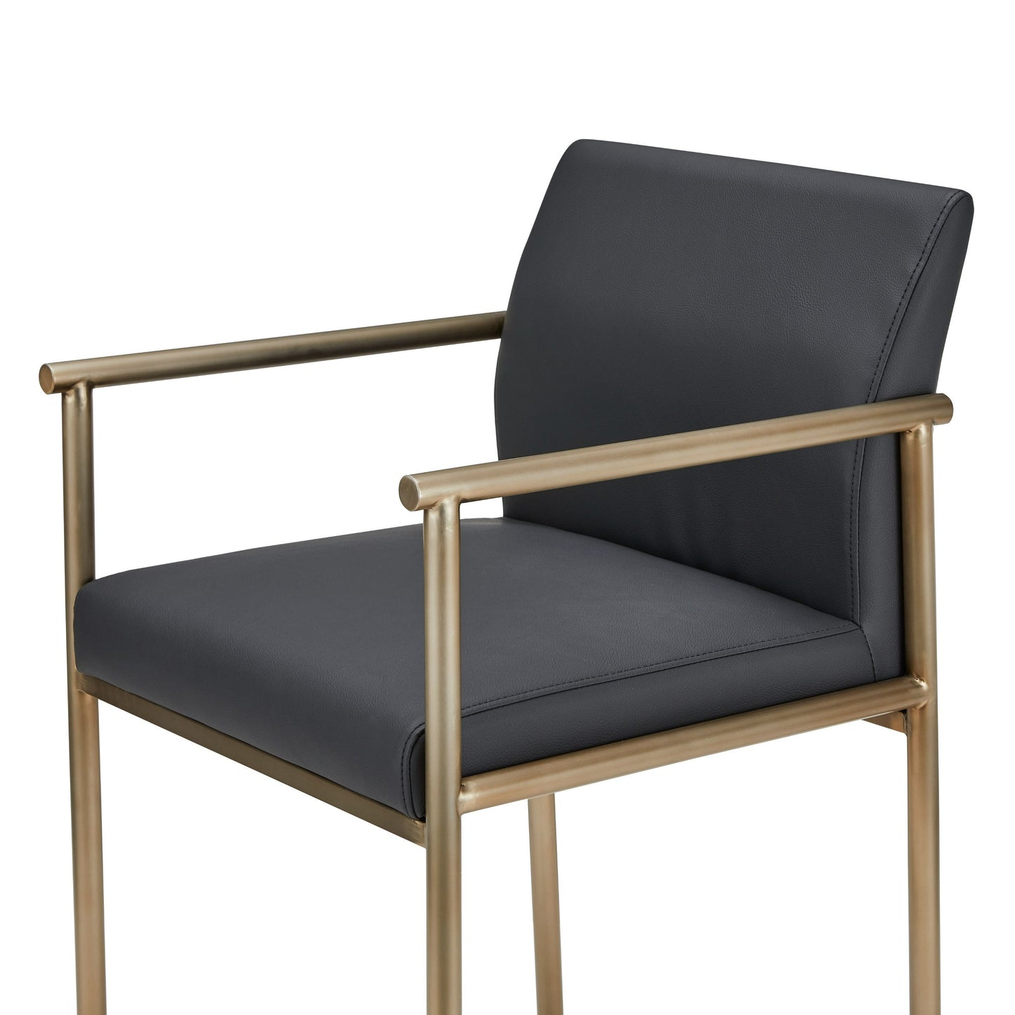 Modrest Custer Modern Black Vegan Leather Brass Counter Chair A Sleek Fusion of Luxurious Comfort and Contemporary Elegance for Sophisticated Dining Spaces