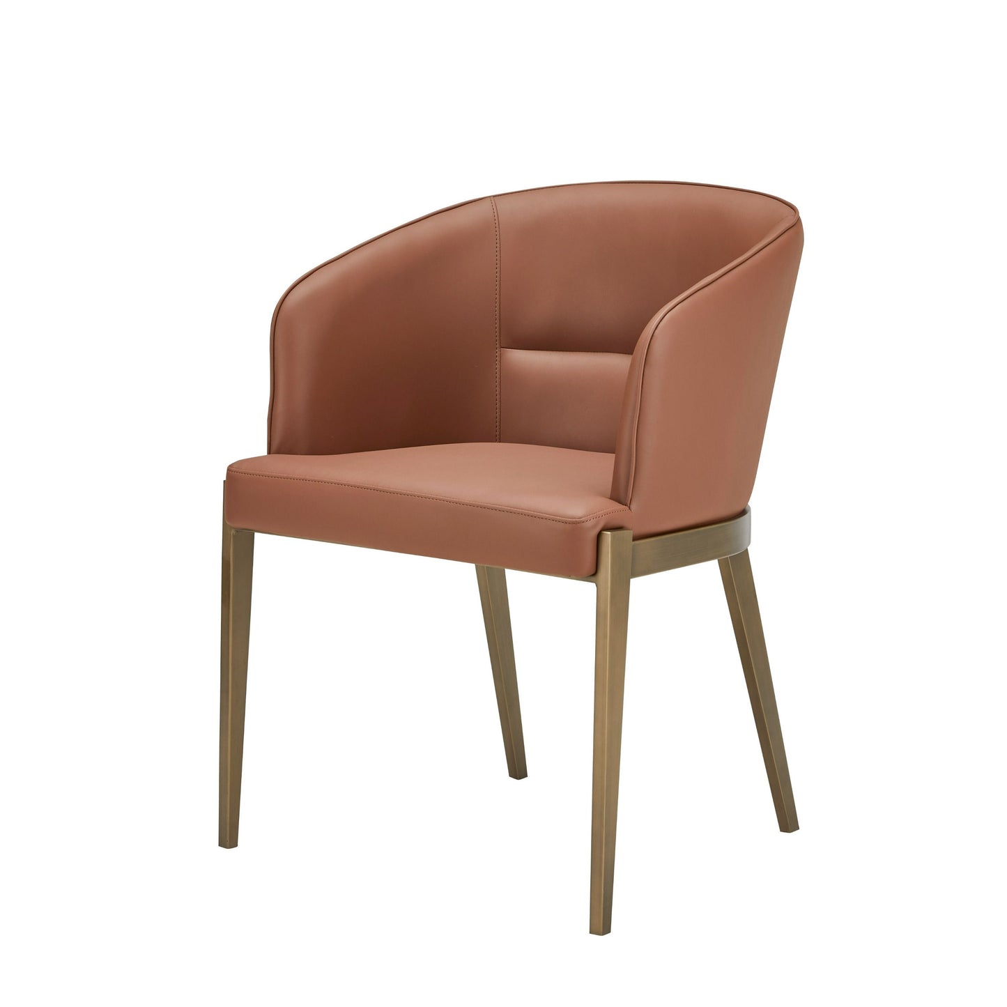 Modrest Aragon Modern Brown Vegan Leather Brass Dining Chair A Stylish Fusion of Sustainable Craftsmanship and Contemporary Elegance for Sophisticated Dining Spaces