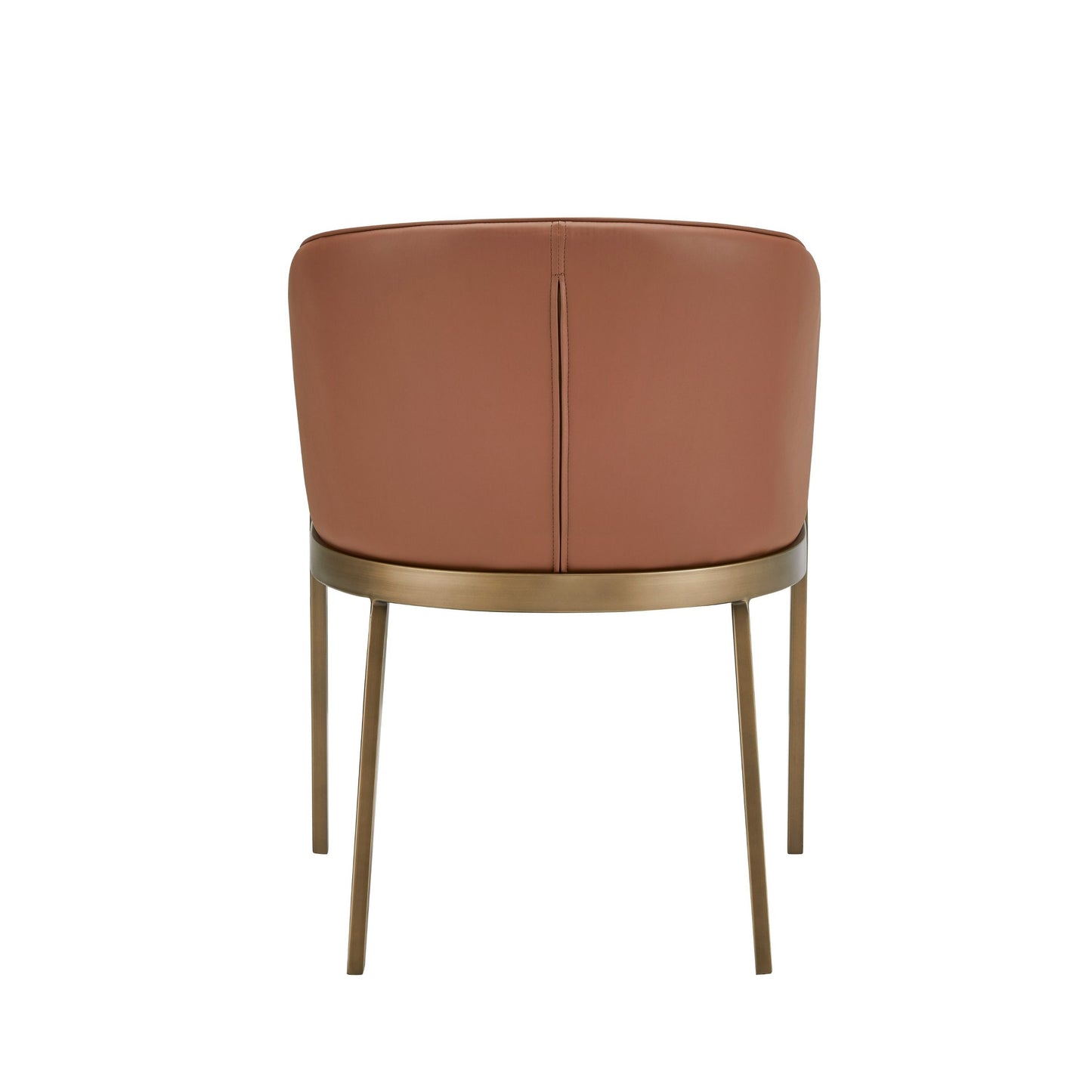 Modrest Aragon Modern Brown Vegan Leather Brass Dining Chair A Stylish Fusion of Sustainable Craftsmanship and Contemporary Elegance for Sophisticated Dining Spaces