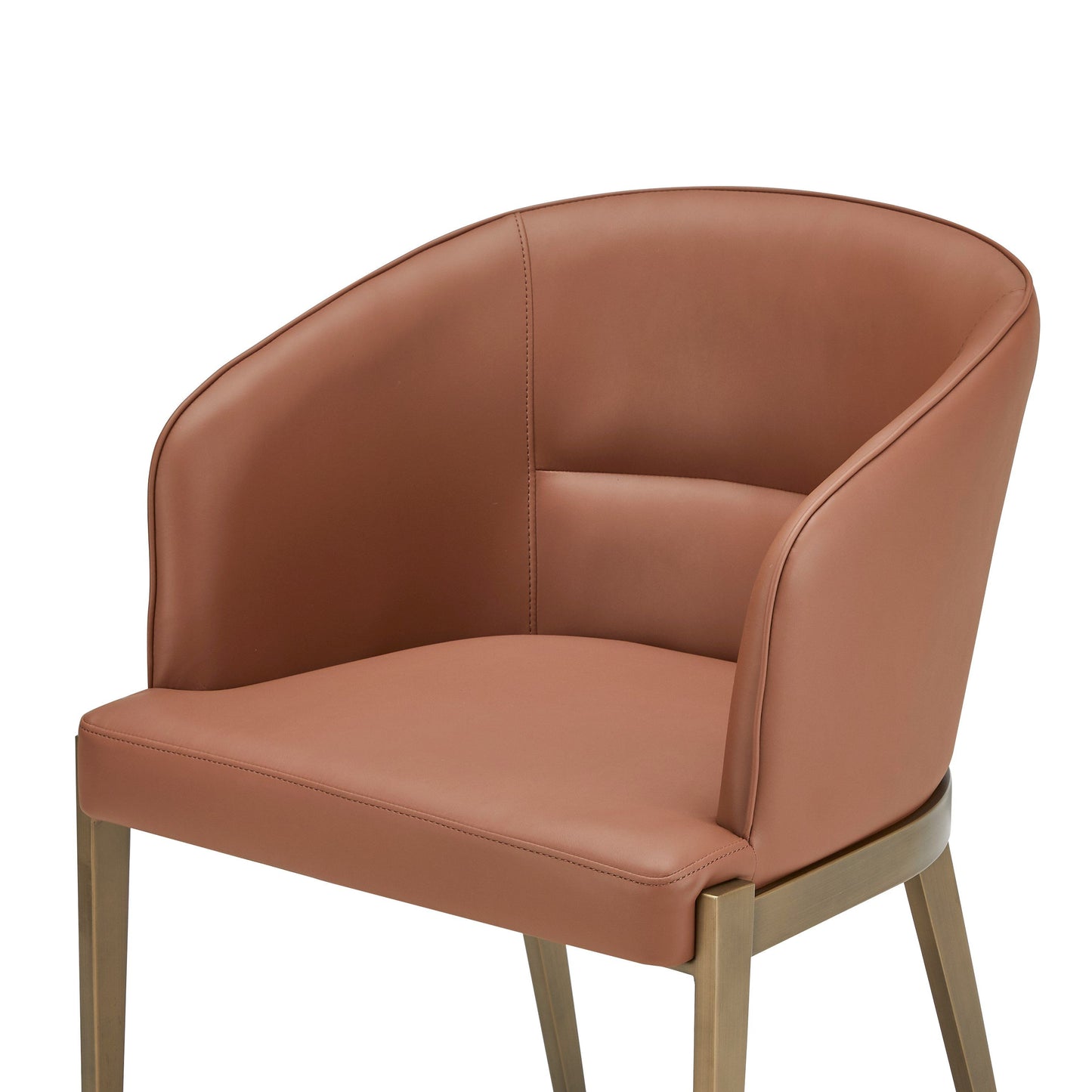 Modrest Aragon Modern Brown Vegan Leather Brass Dining Chair A Stylish Fusion of Sustainable Craftsmanship and Contemporary Elegance for Sophisticated Dining Spaces