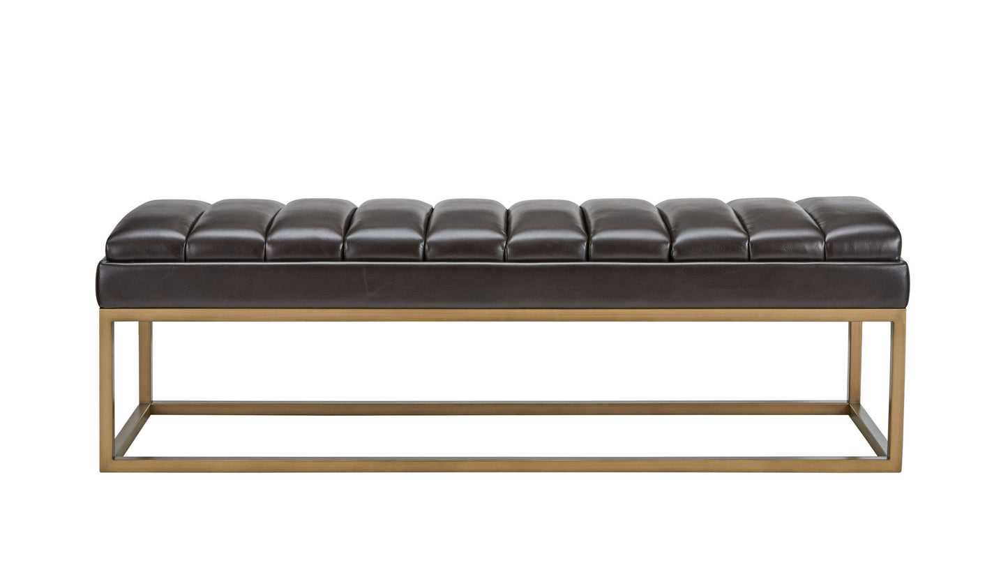 Modrest Bridger Modern Black Vegan Leather Brass Dining Bench A Sleek Fusion of Sustainable Craftsmanship and Contemporary Elegance for Sophisticated Dining Spaces