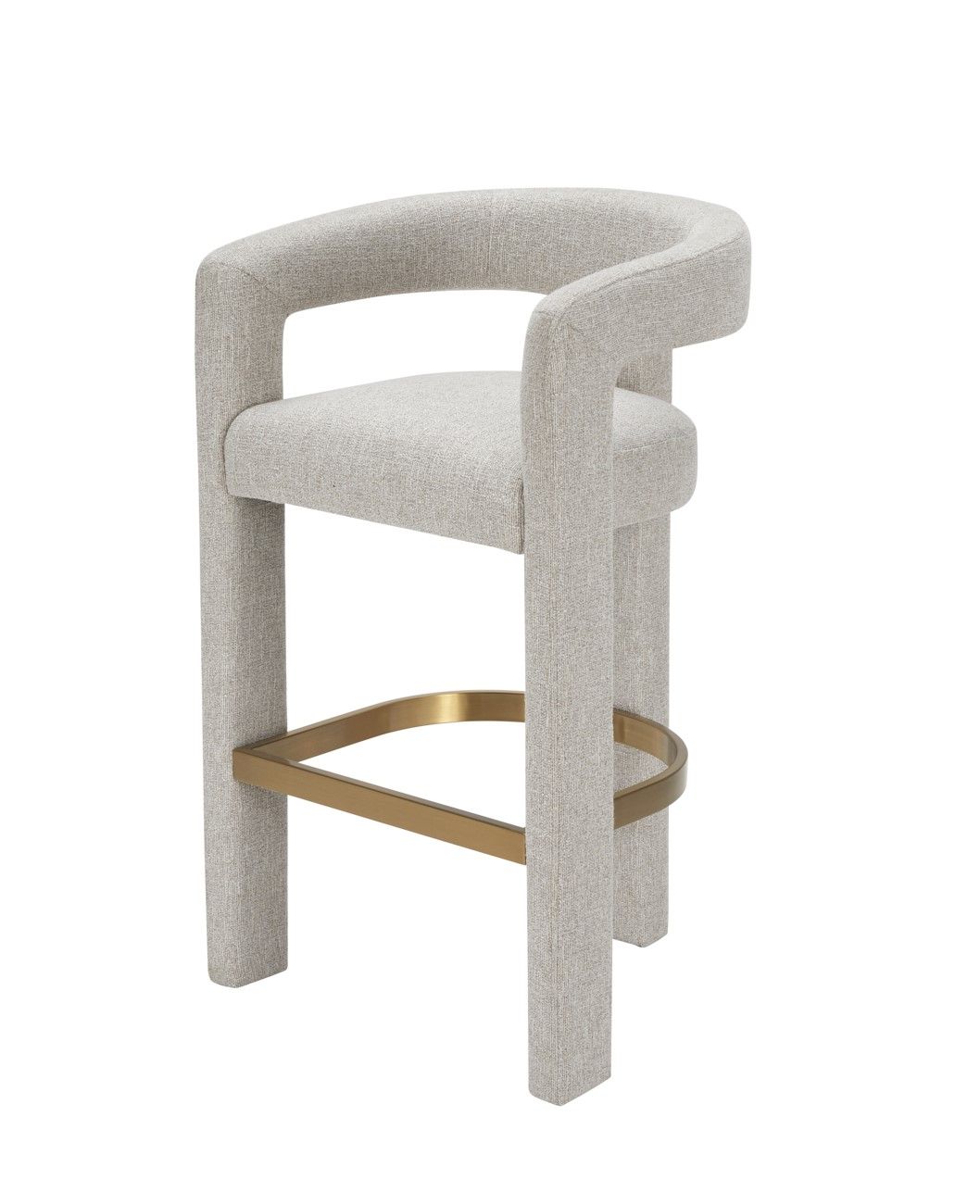 Modrest Adam Modern Beige Fabric Brass Counter Chair A Sophisticated Blend of Luxurious Materials and Contemporary Design for Stylish Dining Spaces