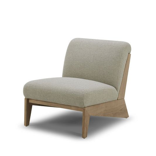 Divani Casa Vance Modern Sand Fabric Wood Accent Chair A Sleek Fusion of Natural Warmth and Contemporary Elegance for Sophisticated Living Spaces