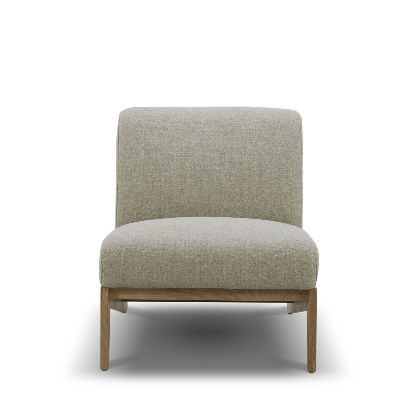 Divani Casa Vance Modern Sand Fabric Wood Accent Chair A Sleek Fusion of Natural Warmth and Contemporary Elegance for Sophisticated Living Spaces