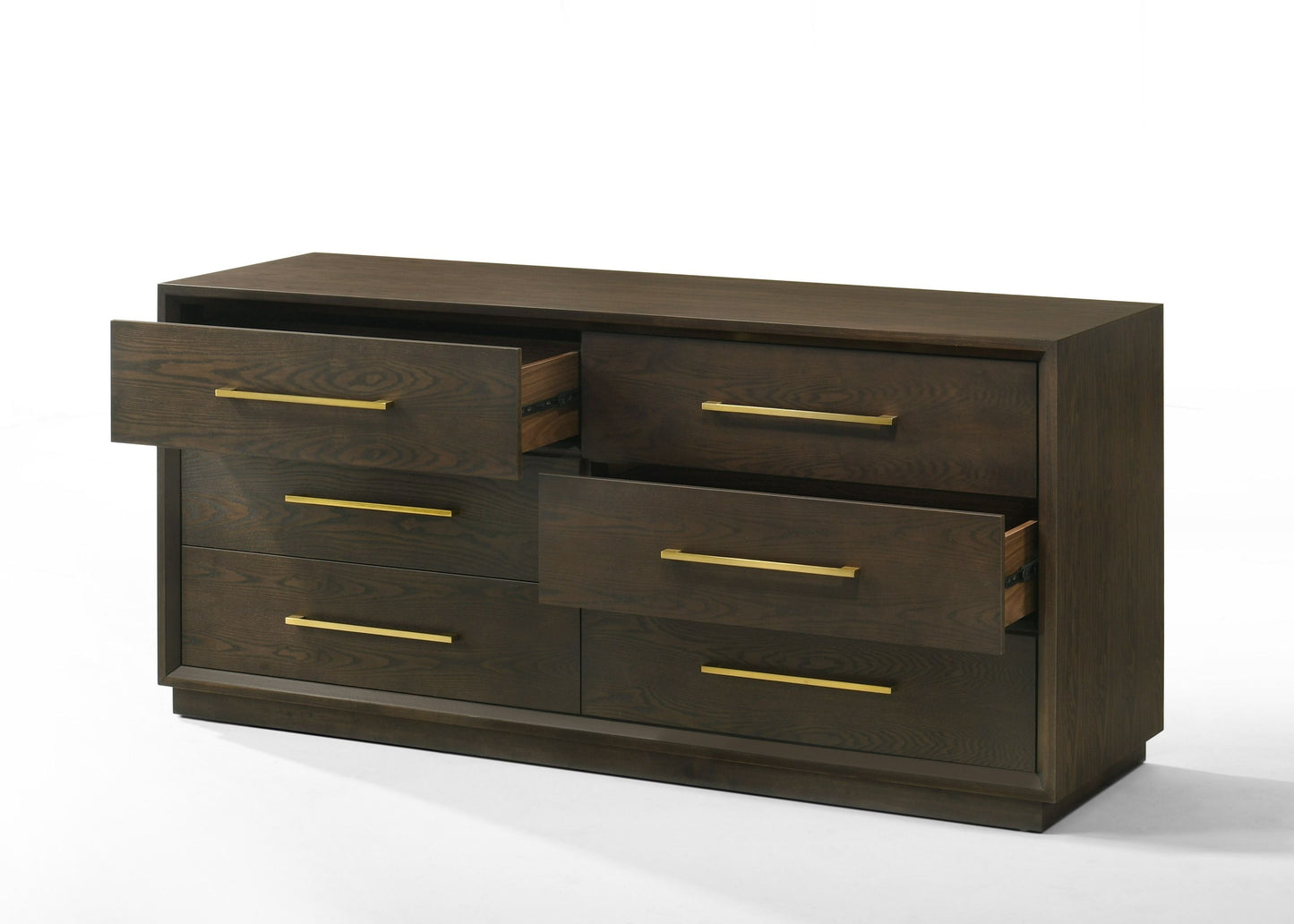 Modrest Manhattan Contemporary Cherry and Gold Dresser A Sophisticated Blend of Elegant Design and Rich Cherry Finish for Timeless Living Spaces