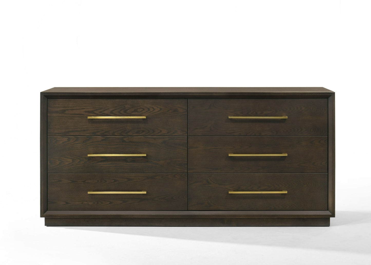 Modrest Manhattan Contemporary Cherry and Gold Dresser A Sophisticated Blend of Elegant Design and Rich Cherry Finish for Timeless Living Spaces