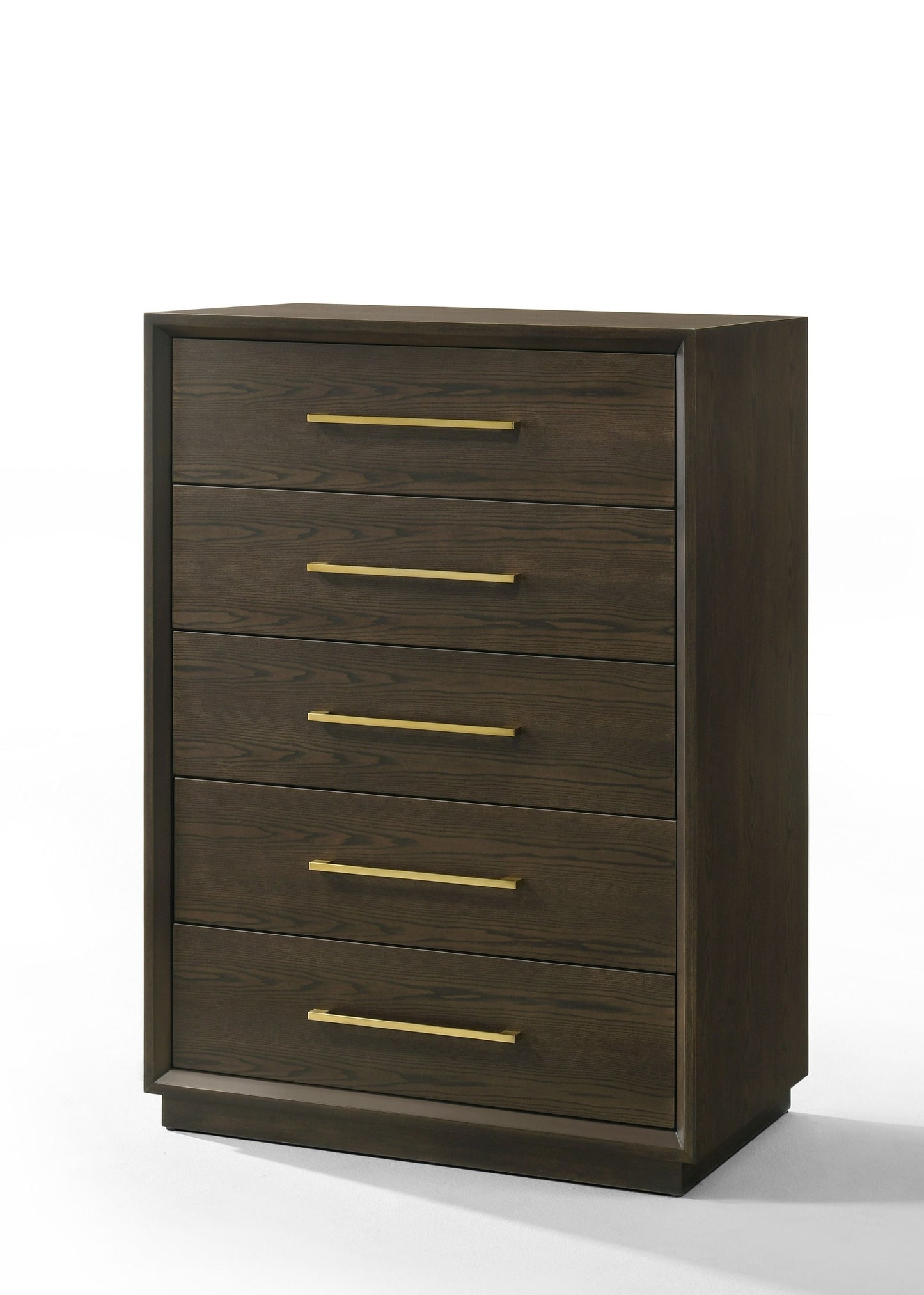 Modrest Manhattan Contemporary Cherry and Gold Chest A Sophisticated Blend of Elegant Design and Rich Cherry Finish for Timeless Living Spaces