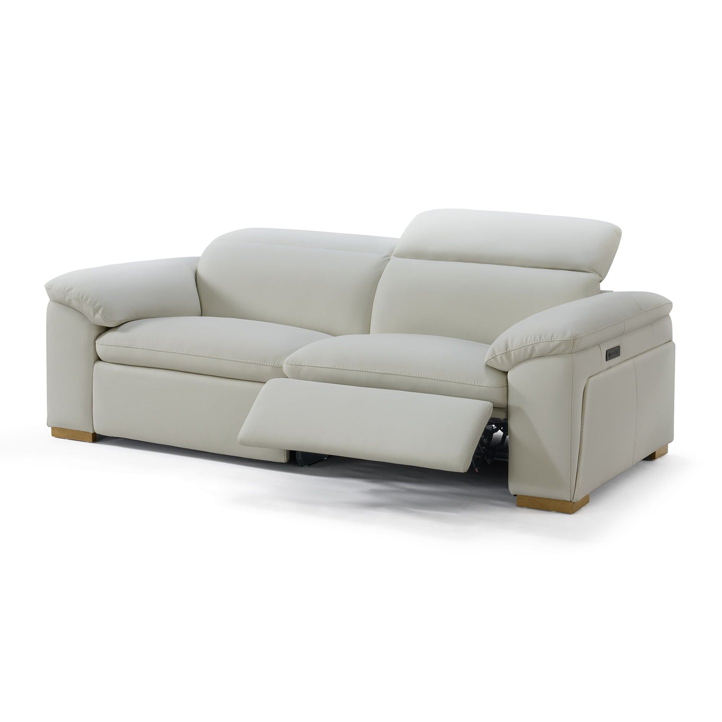 Divani Casa Gregory Modern Off-White Leather Sofa with 2 Recliners - Comfortable and Stylish Seating for Relaxed Living Rooms