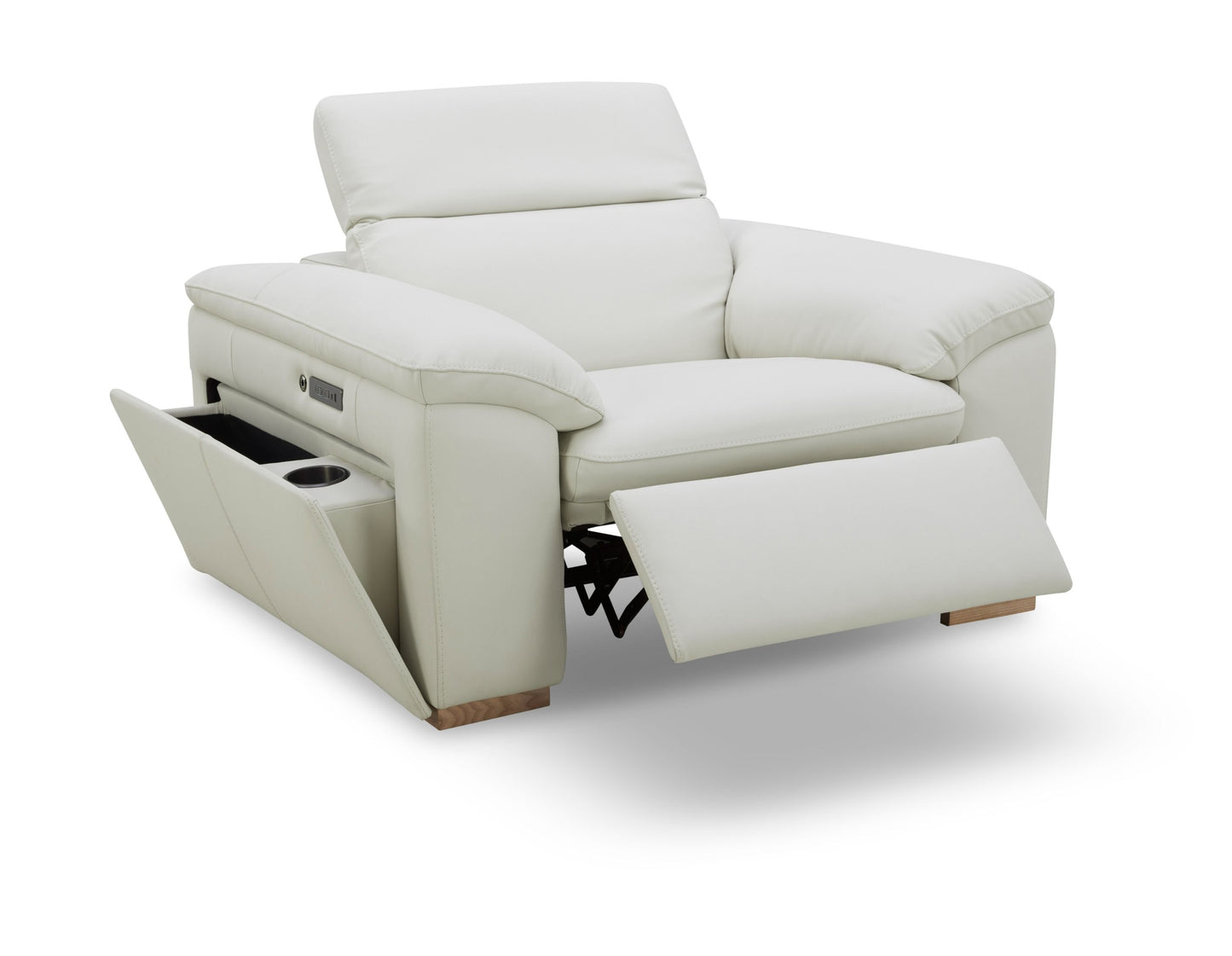 Divani Casa Gregory Modern Off-White Leather Recliner Chair - Comfortable and Stylish Recliner for Contemporary Living Rooms