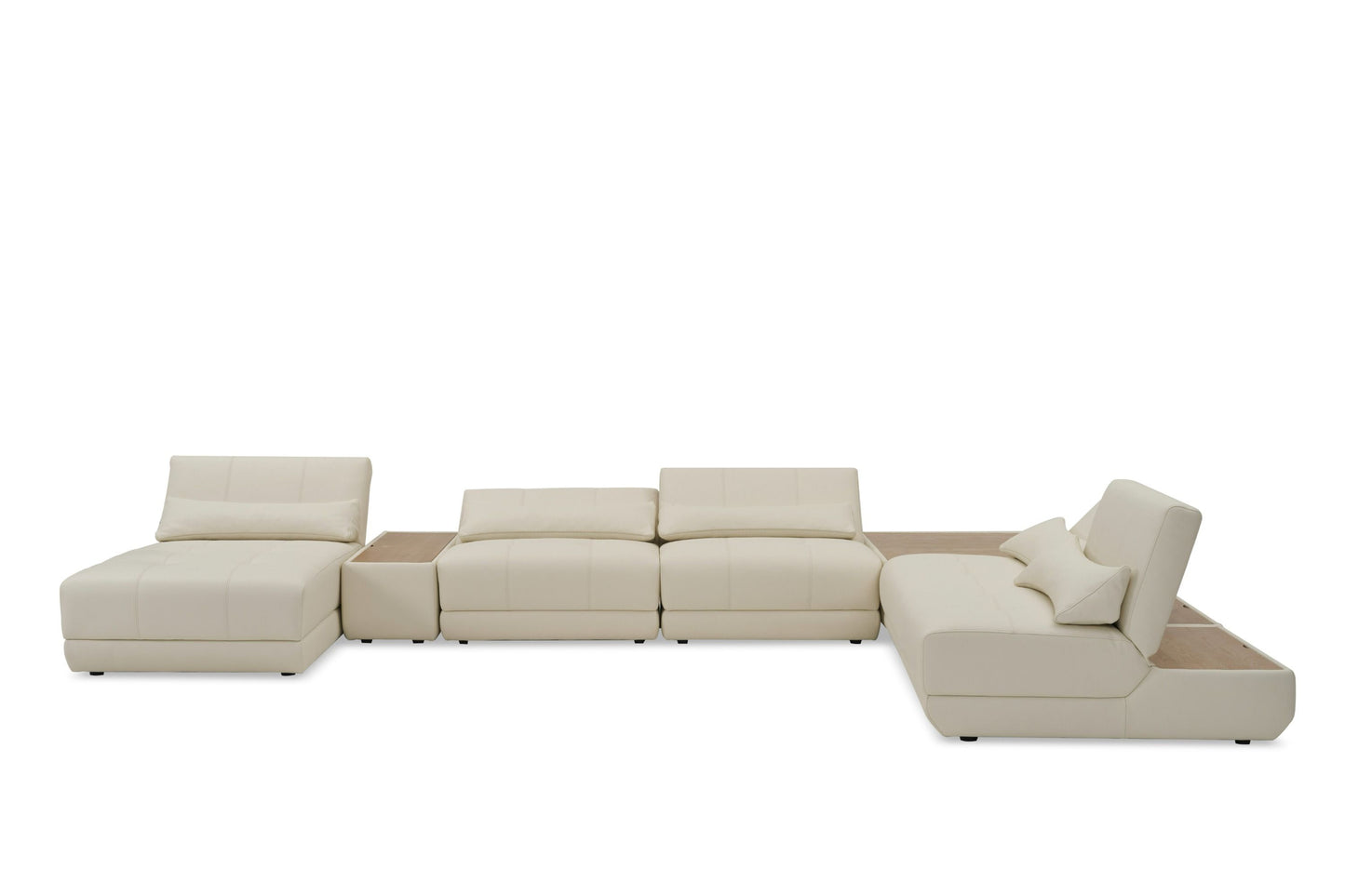 Divani Casa Garfield Modern Off-White Leather 7-Piece Modular Sectional - Spacious and Stylish Seating for Contemporary Living Rooms