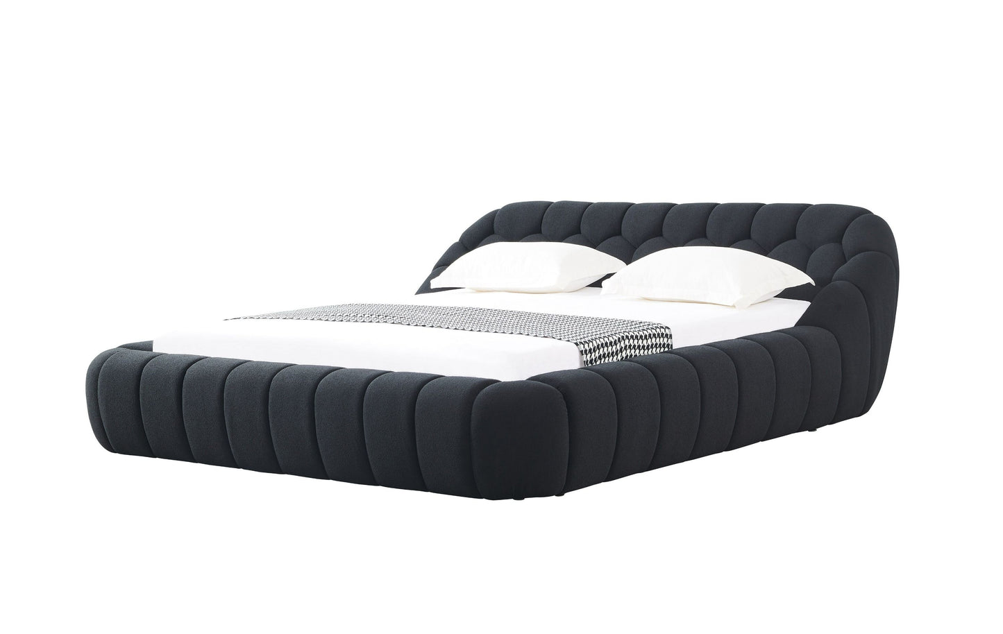 Yolonda Modern Black Fabric Bed Sleek Contemporary Design with Luxurious Comfort for Sophisticated Bedroom Spaces