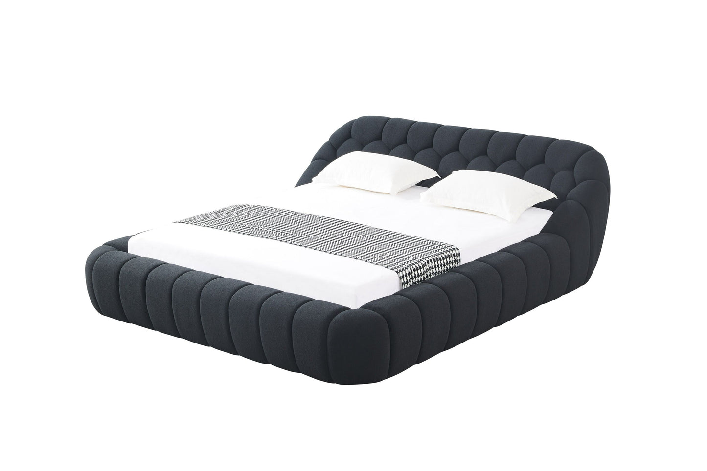 Yolonda Modern Black Fabric Bed Sleek Contemporary Design with Luxurious Comfort for Sophisticated Bedroom Spaces