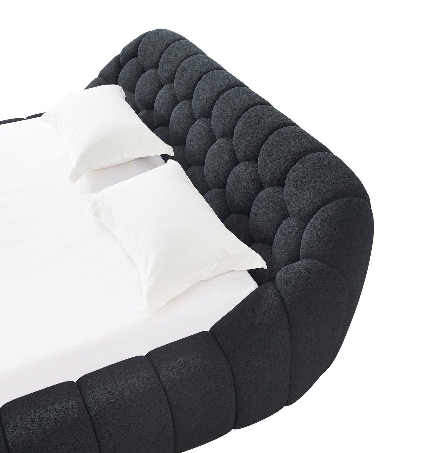 Yolonda Modern Black Fabric Bed Sleek Contemporary Design with Luxurious Comfort for Sophisticated Bedroom Spaces
